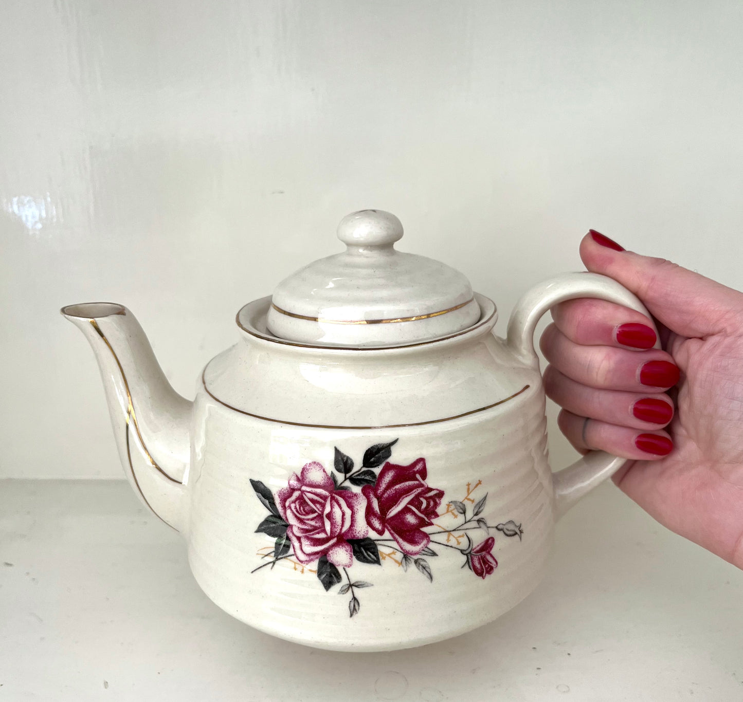 Vintage Festival Ironstone Rose Teapot