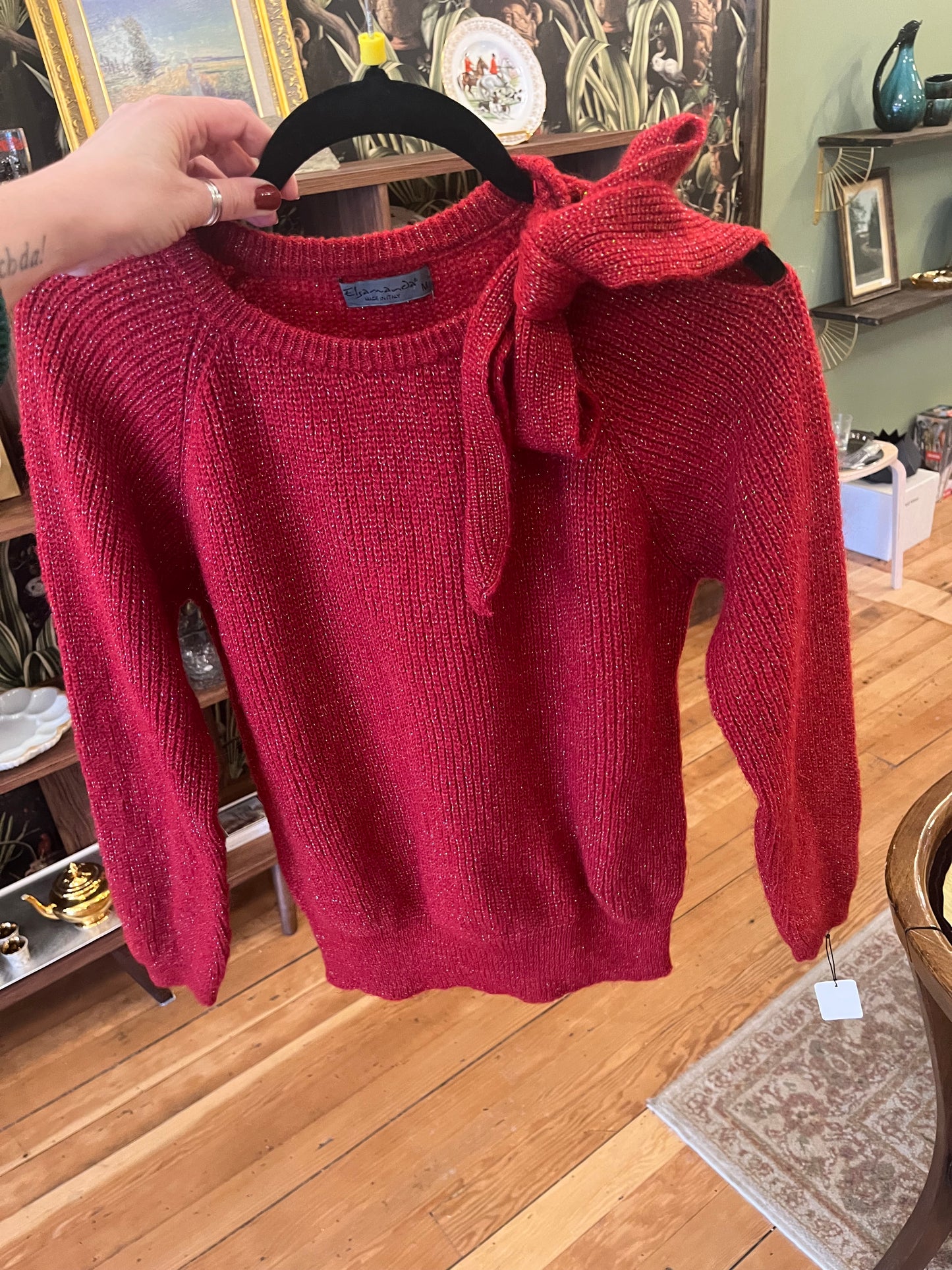 Sale! Red Sparkly Lightweight Elsamanda Sweater, Medium