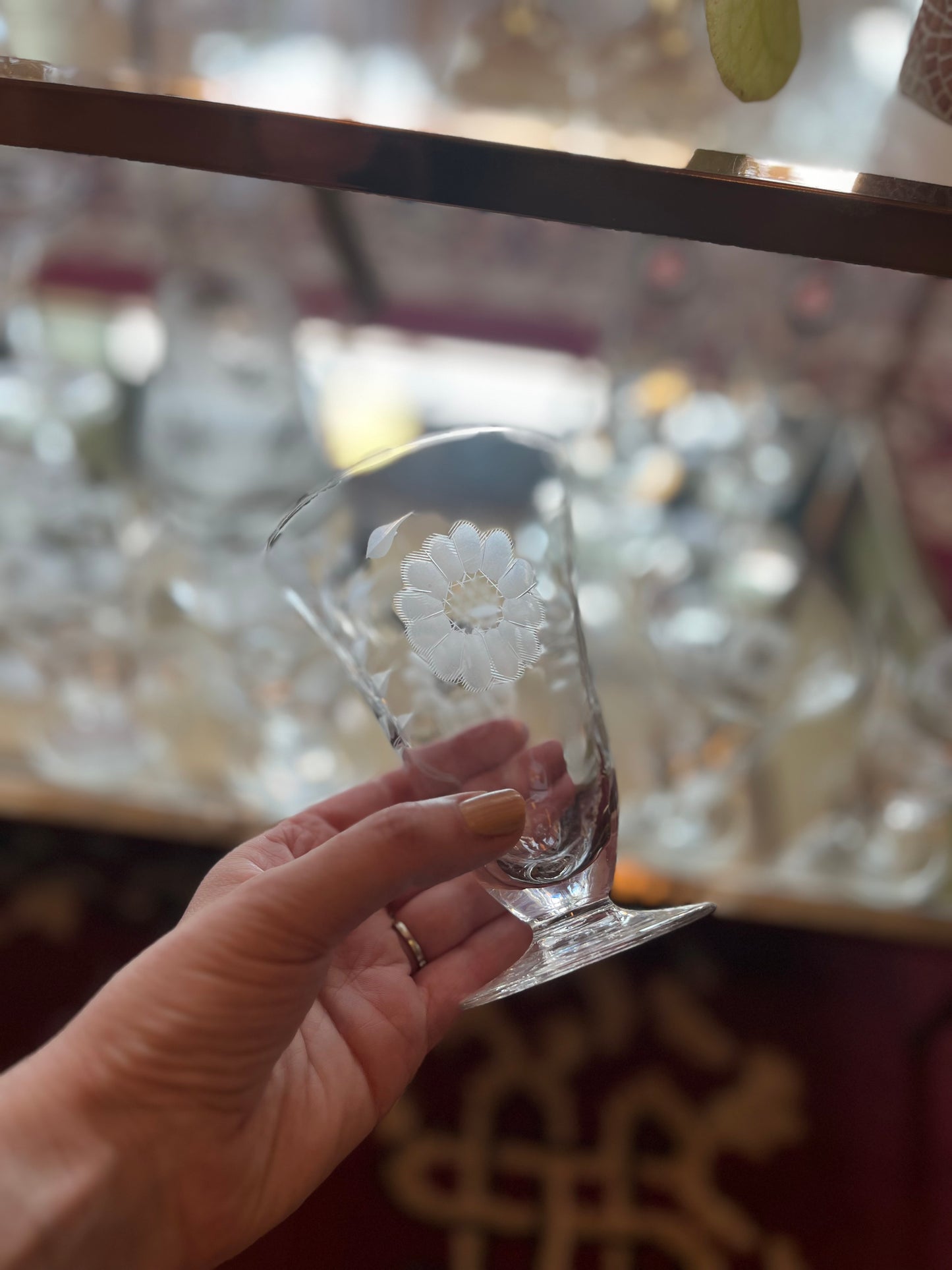 Vintage Etched Wine Goblets