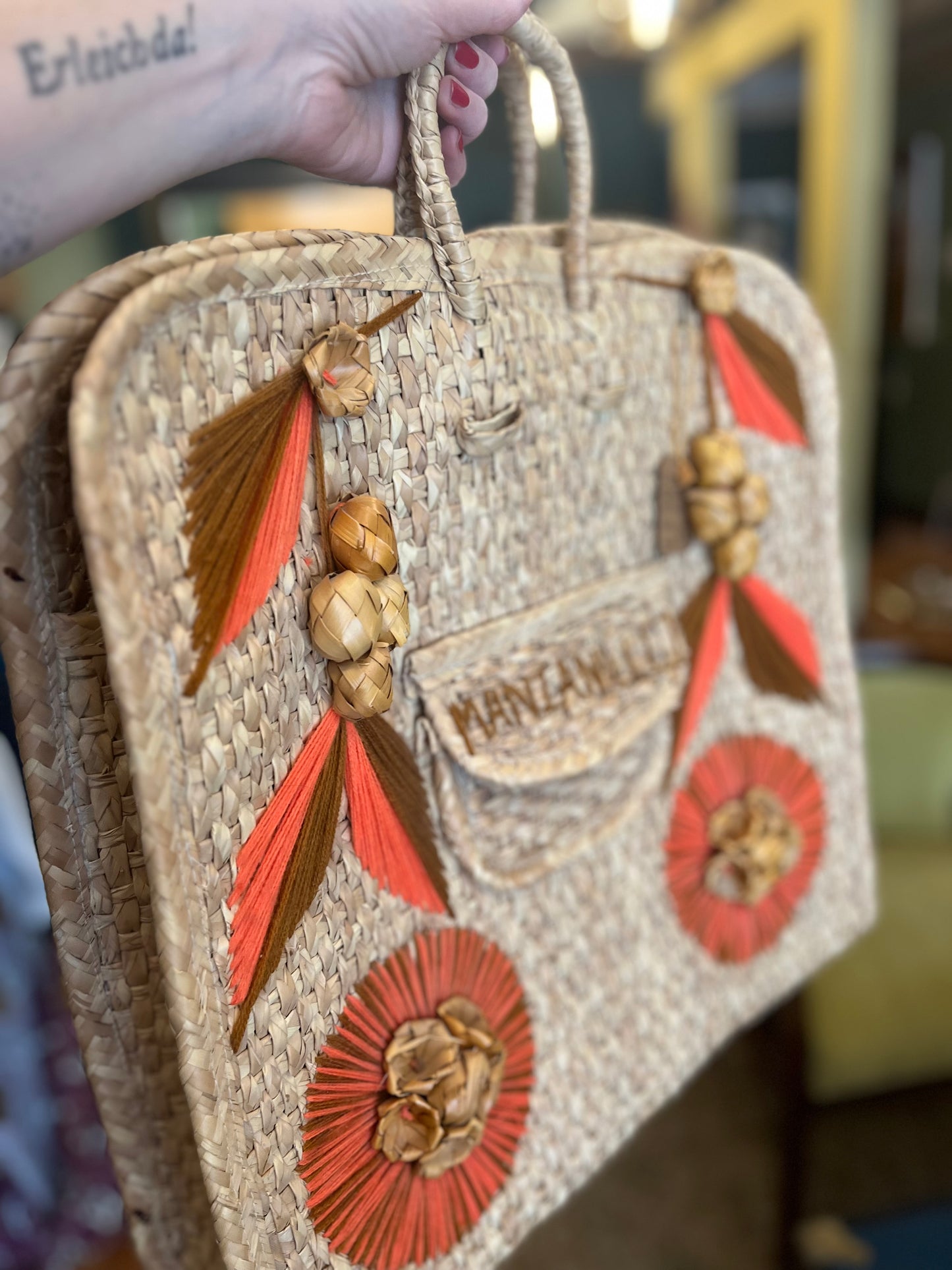 Vintage Manzanilla large straw bag