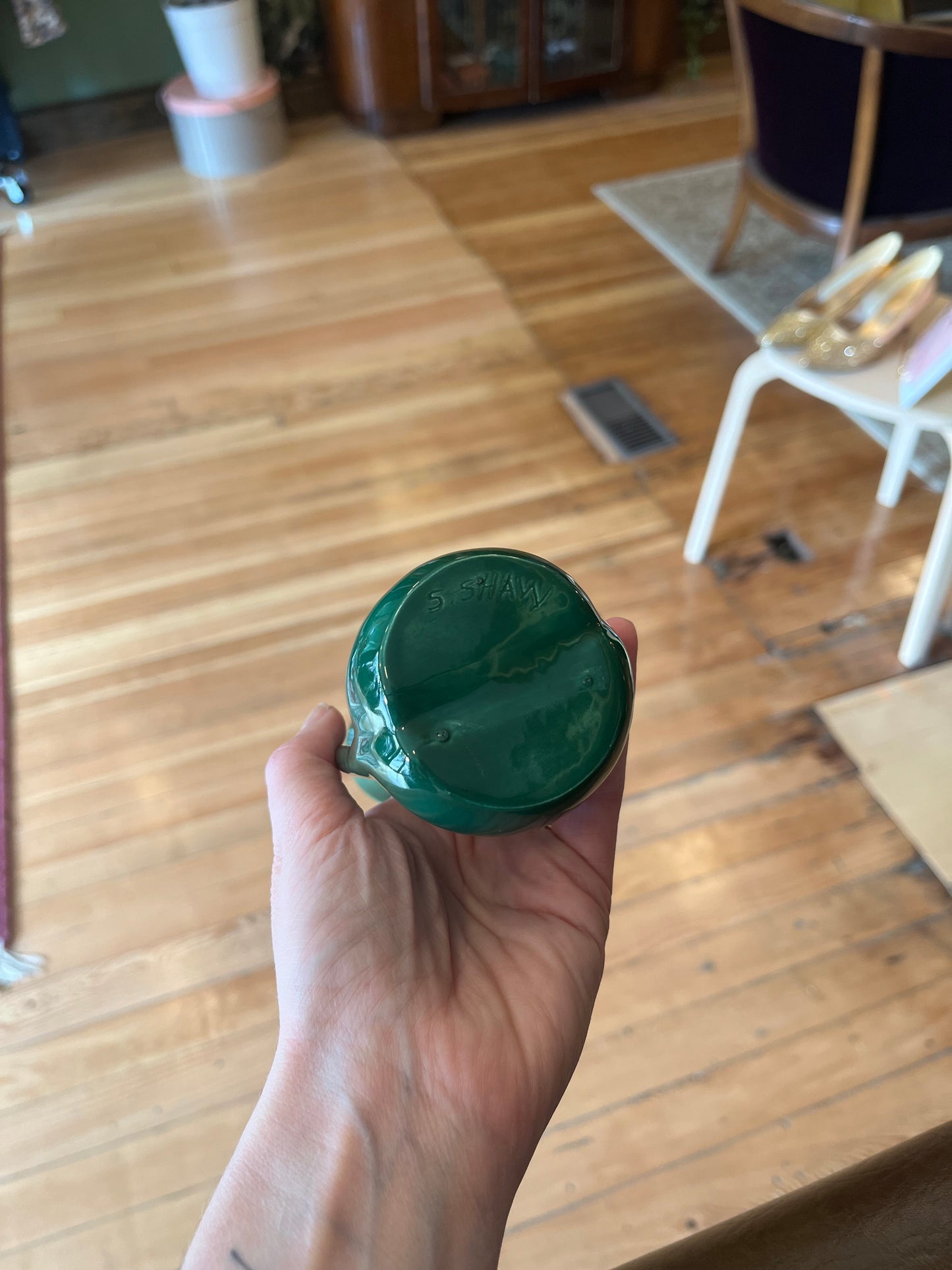 Vintage green bud vase