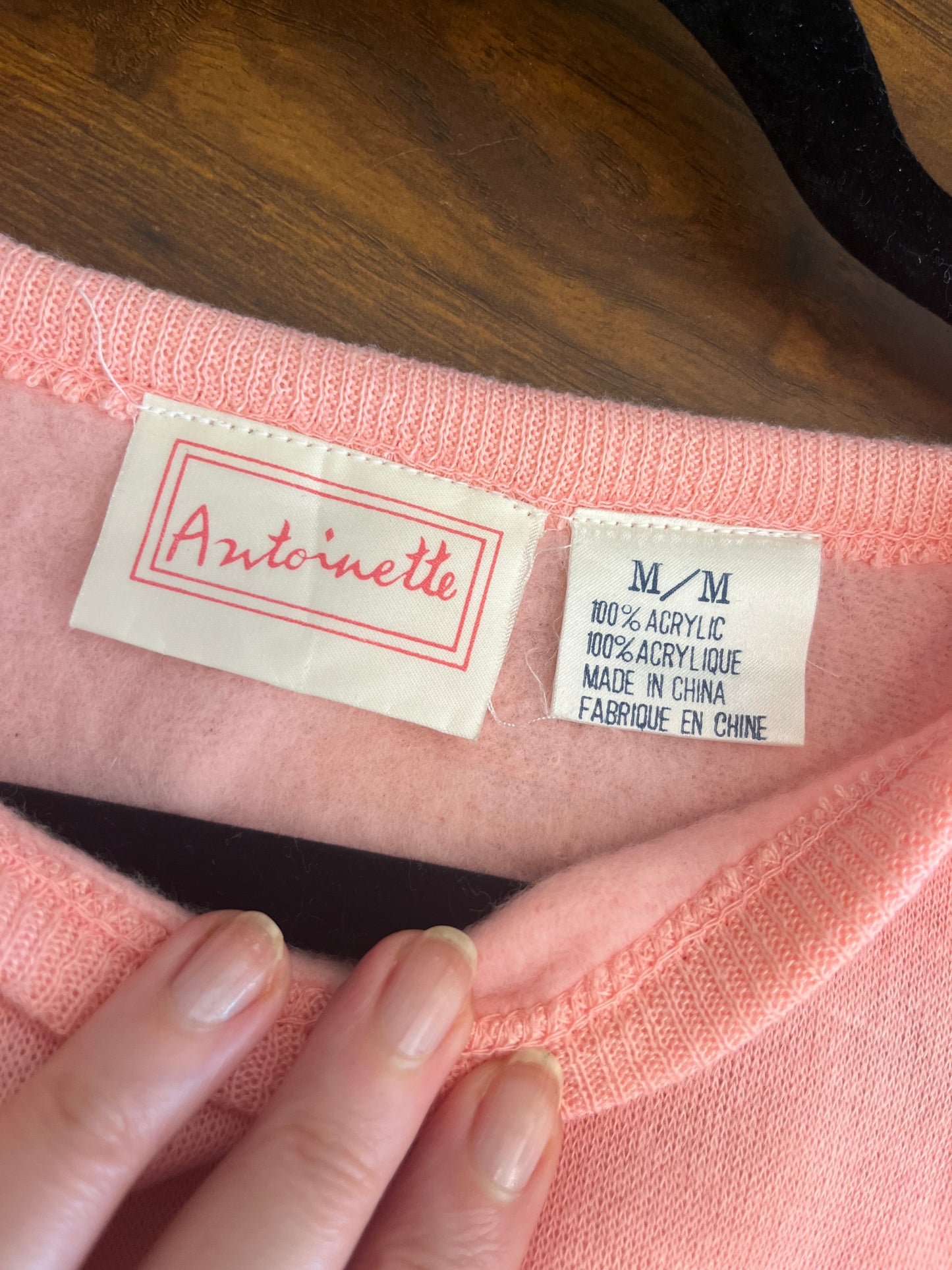 Vintage 80’s Antoinette Pink Striped Sweatshirt, M