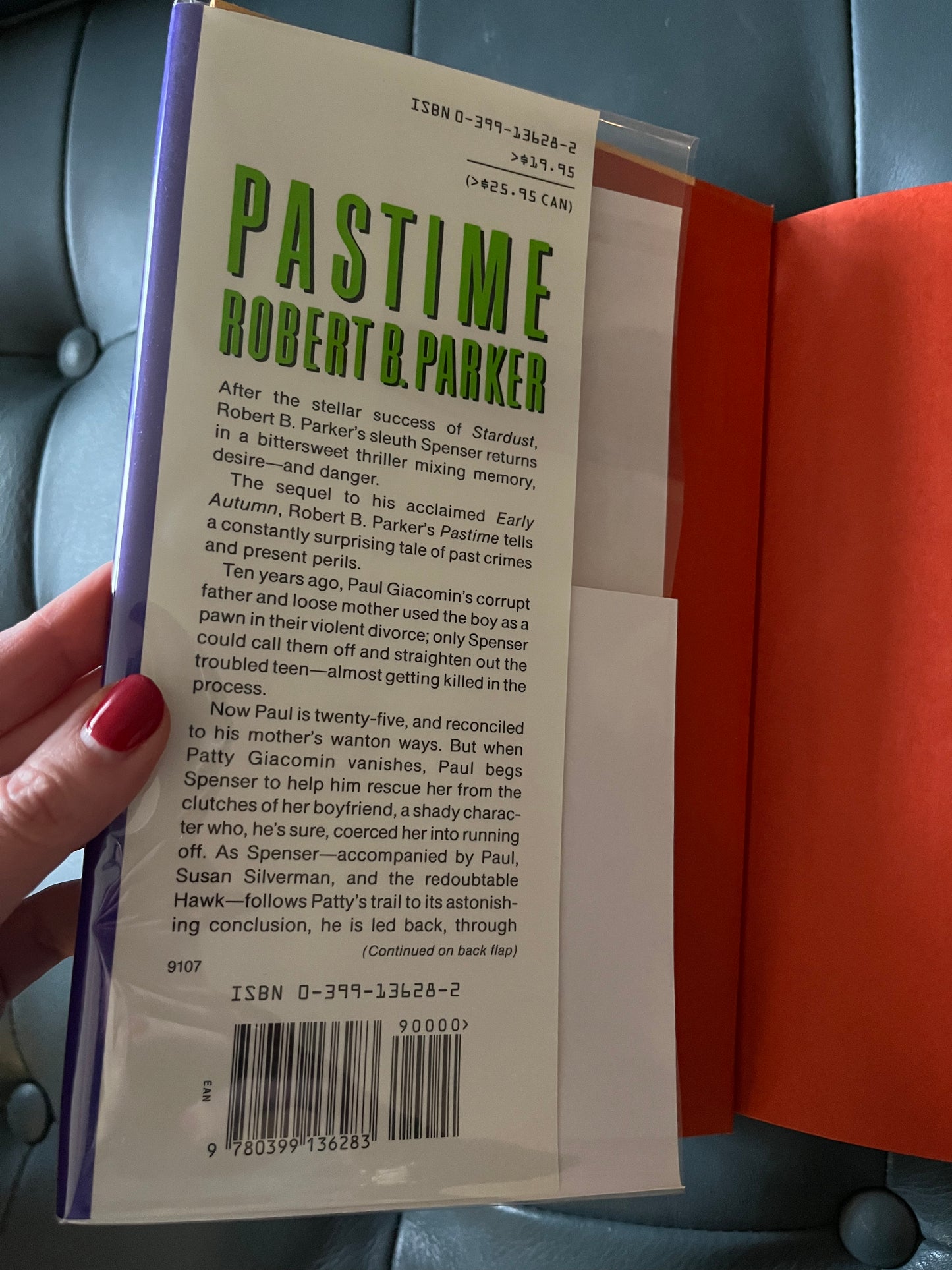 Robert B. Parker “Pastime” First Edition Hardcover Book