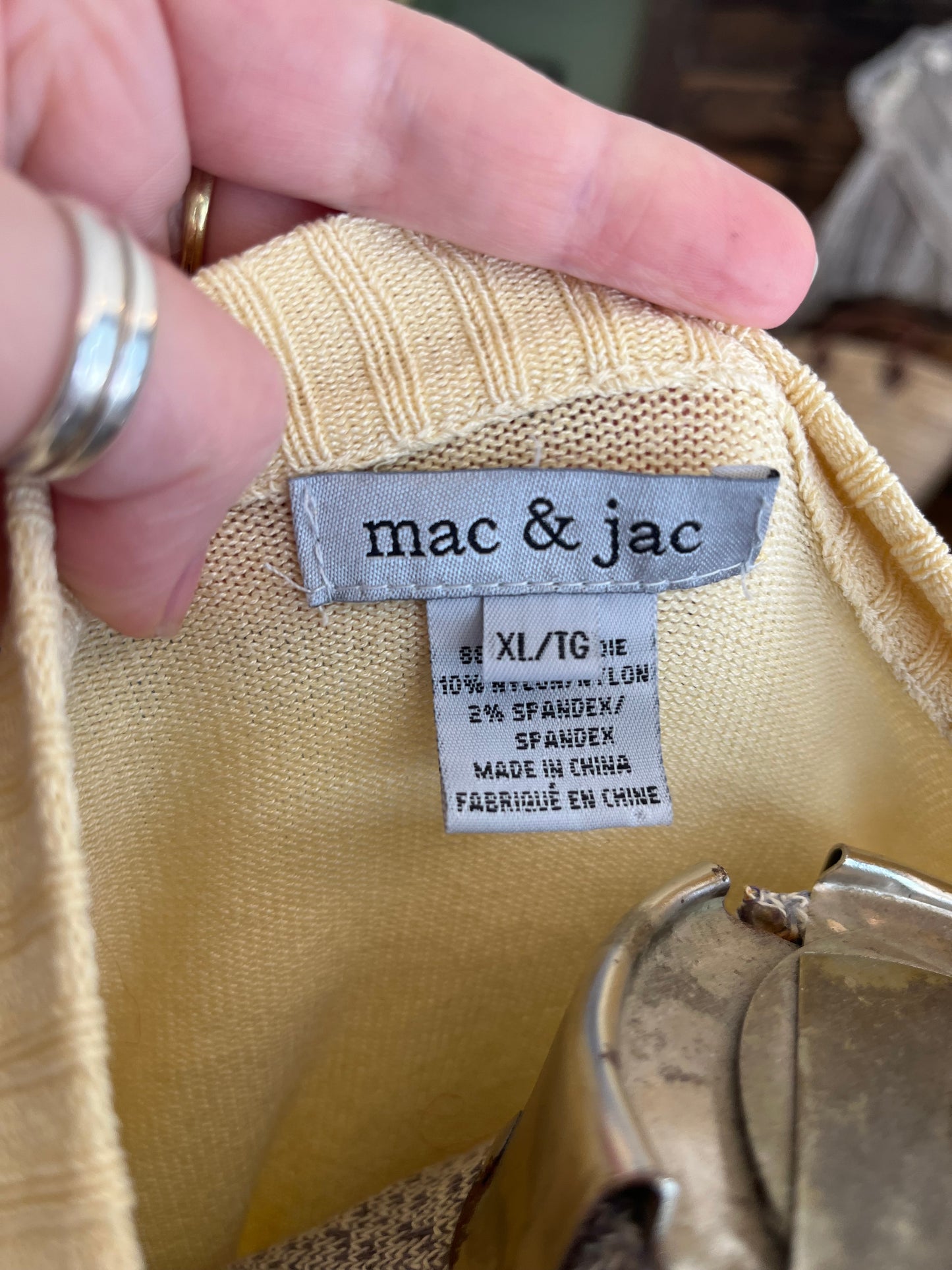 Yellow silk Mac & jac cardi, med