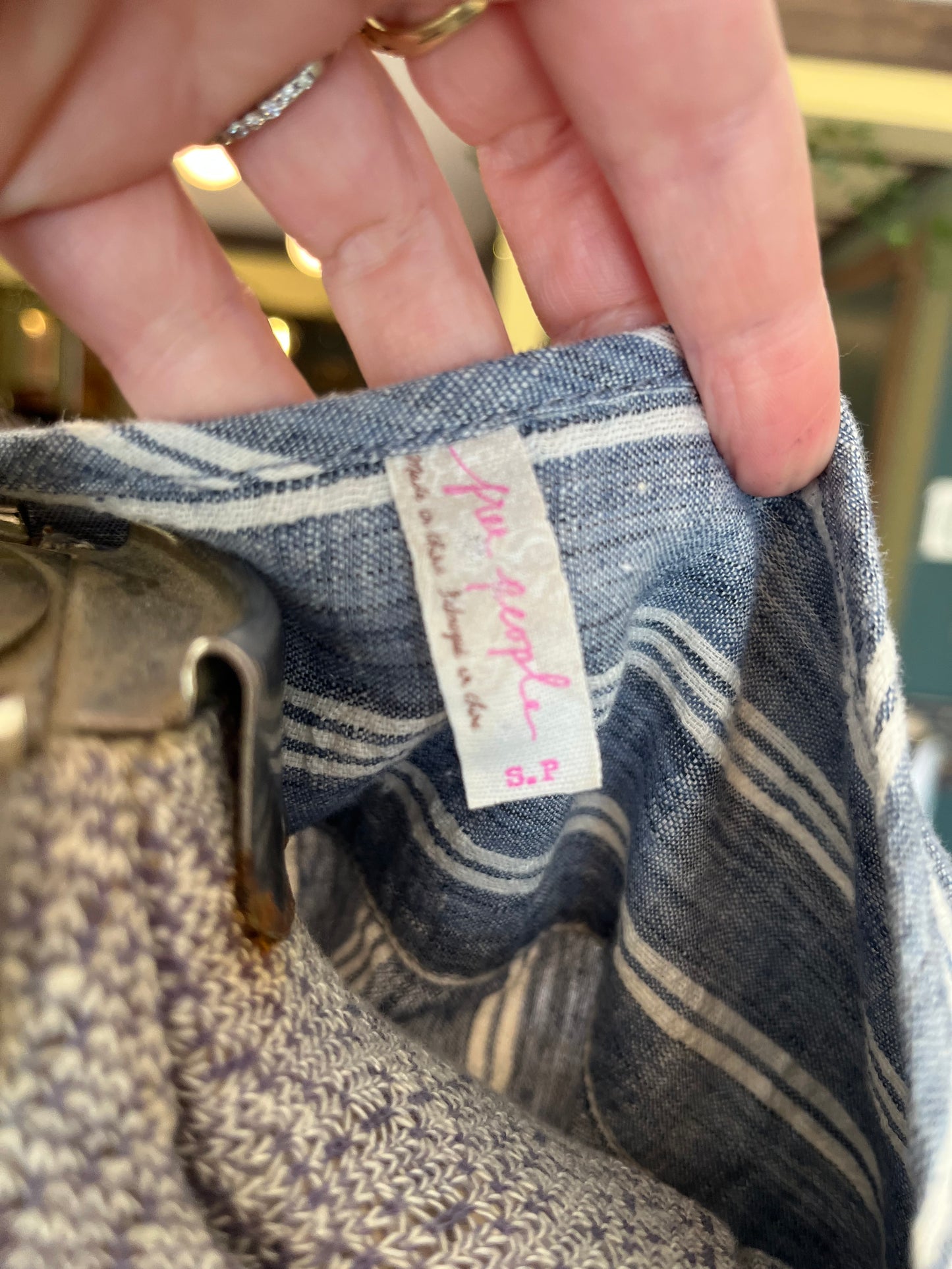 Free People Linen Blend striped top, small