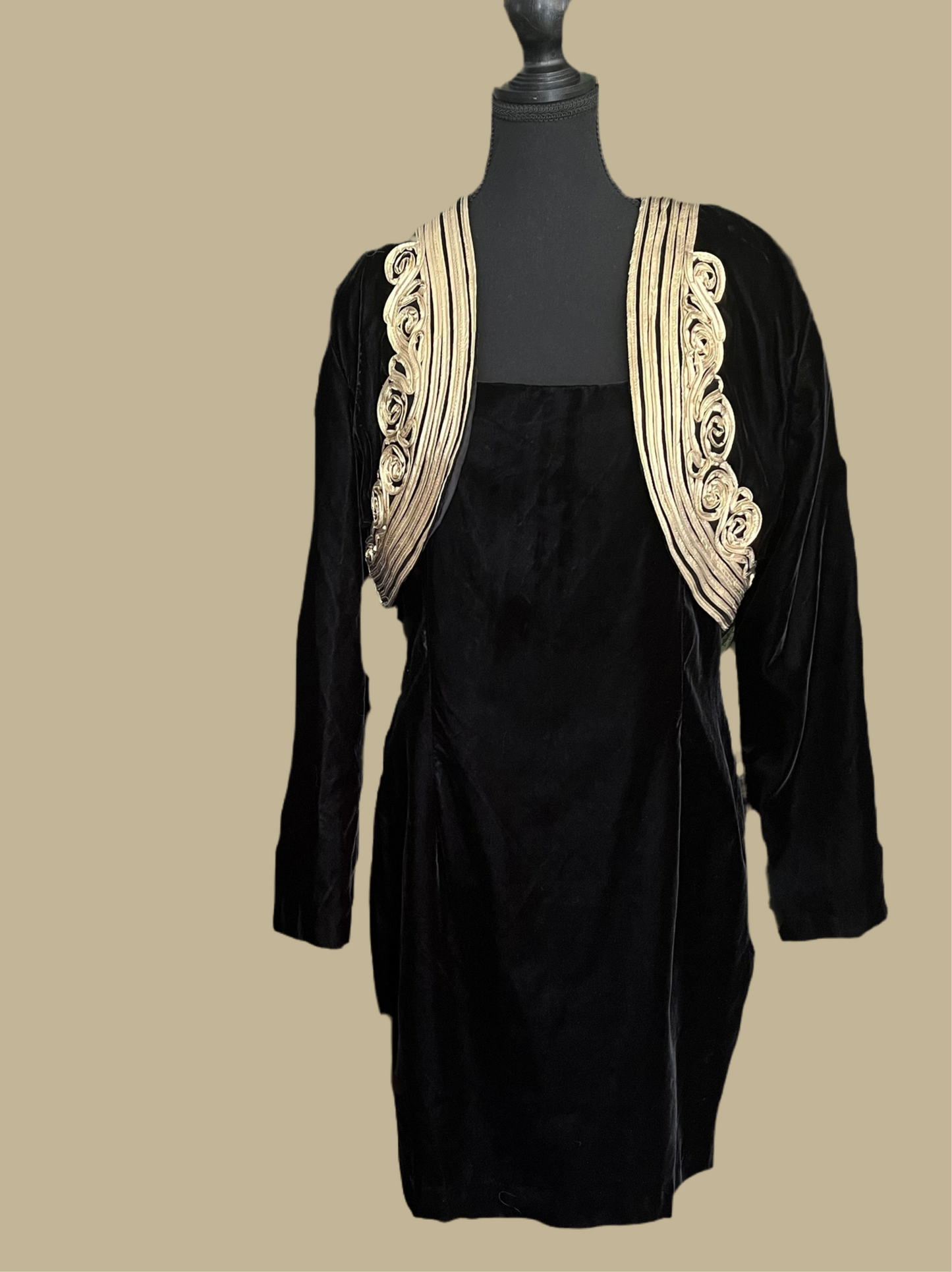 Sale! Vintage 1980’s Scott McClintock Black Velvet Dress & Jacket, Medium/Large