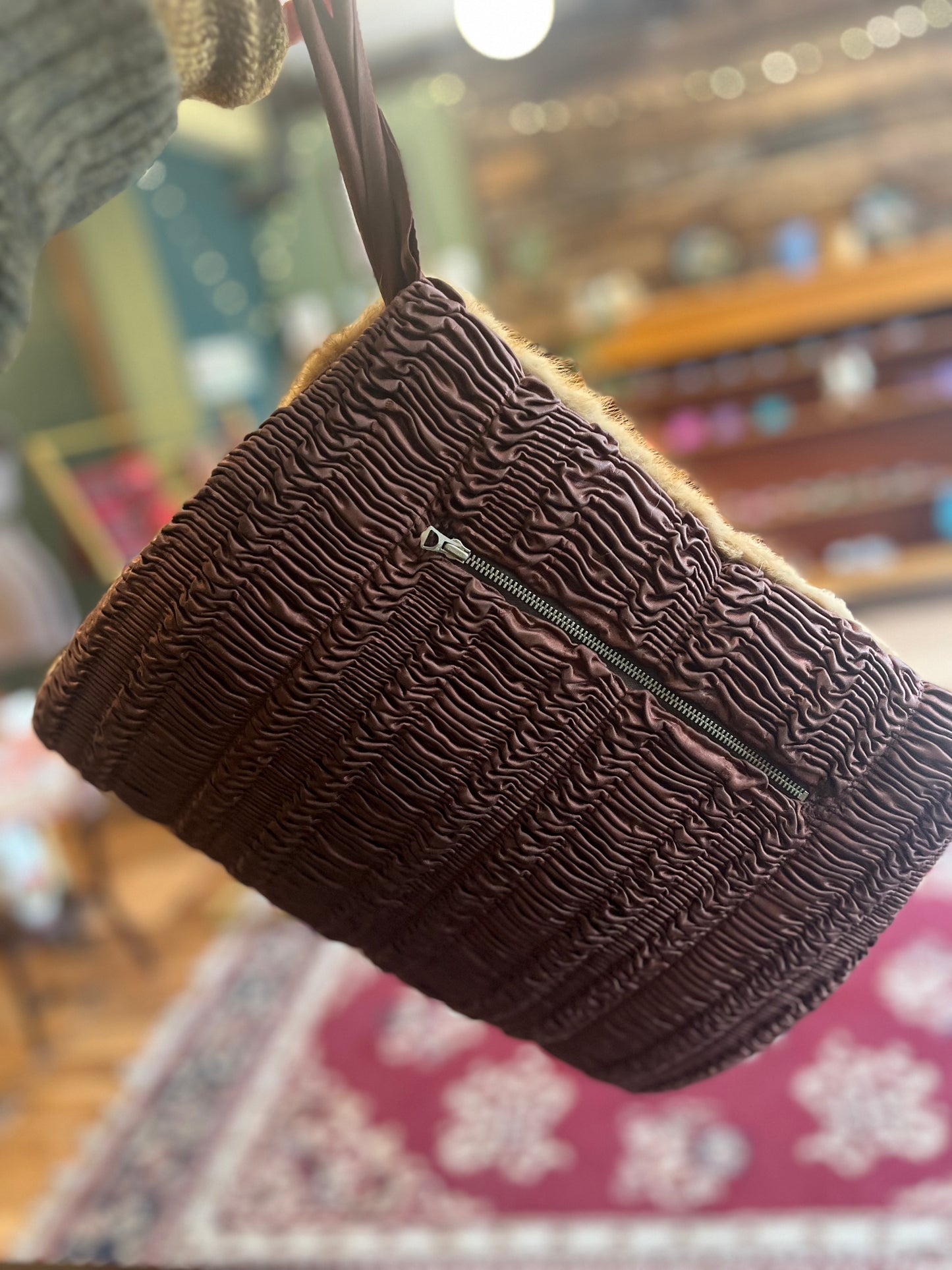 Sale! Vintage Fur Muff Hand Warmer, med brown