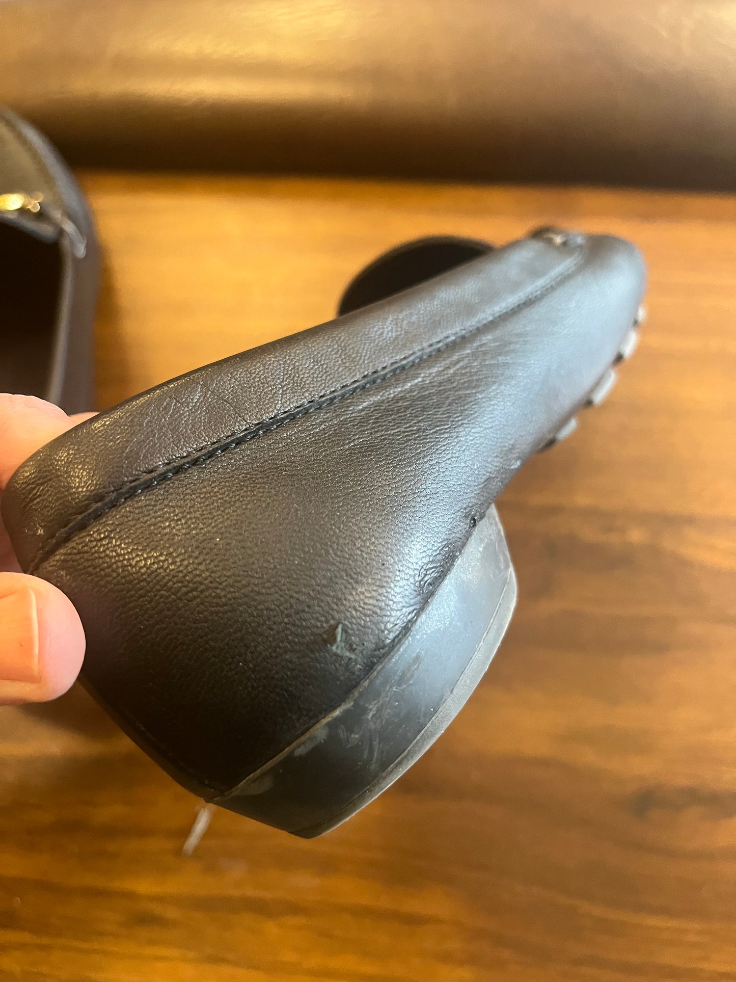 Black Leather Salvatore Ferragamo Loafers, 8B
