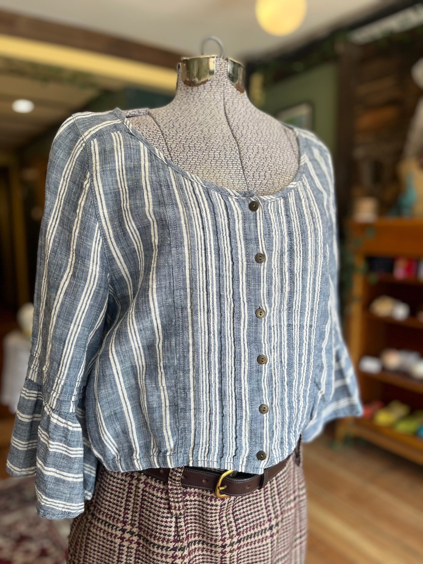 Free People Linen Blend striped top, small