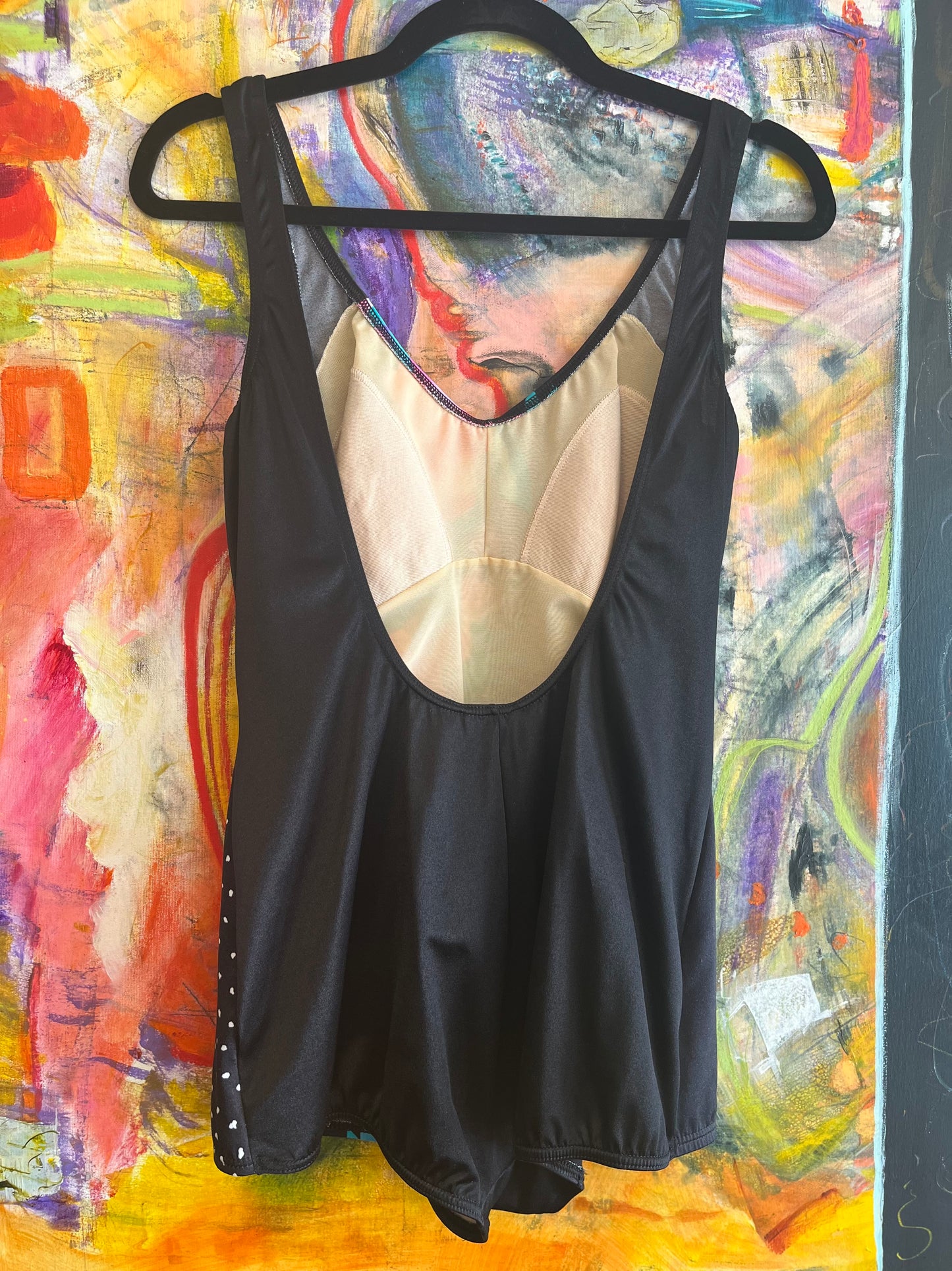 Vintage 80’s/90’s black and floral swim suit, large