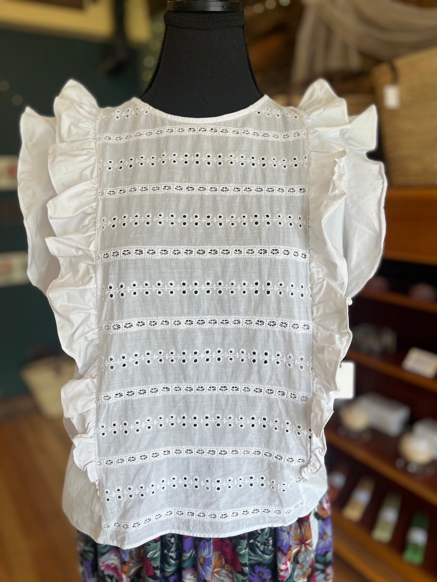 White Cotton Eyelet Blouse Balzac Paris, L
