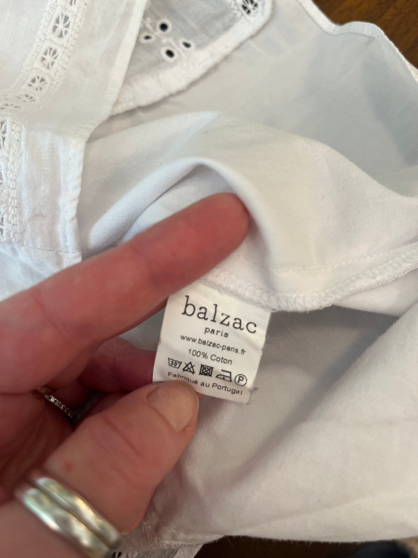 White Cotton Eyelet Blouse Balzac Paris, L