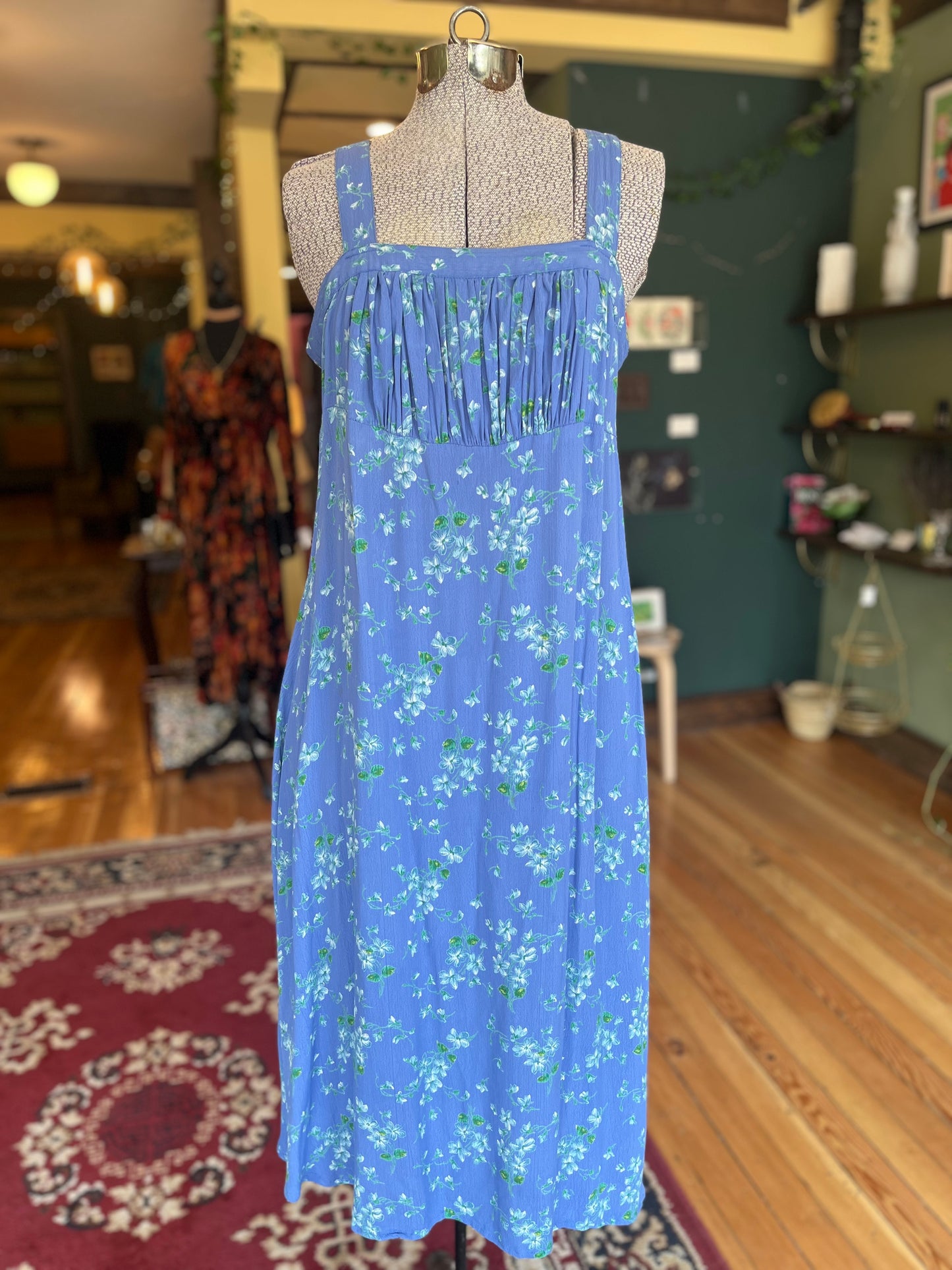 Vintage April Cornell periwinkle sleeveless dress, xs/s
