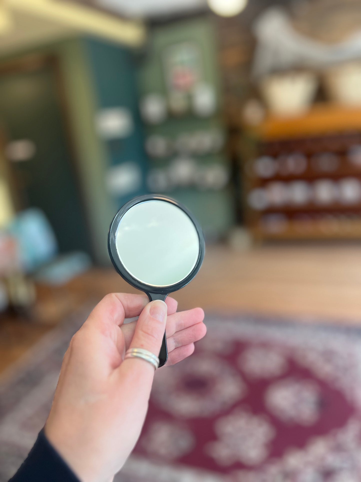 Small Lacquerware Hand Mirror - Bunnies - Made in Japan