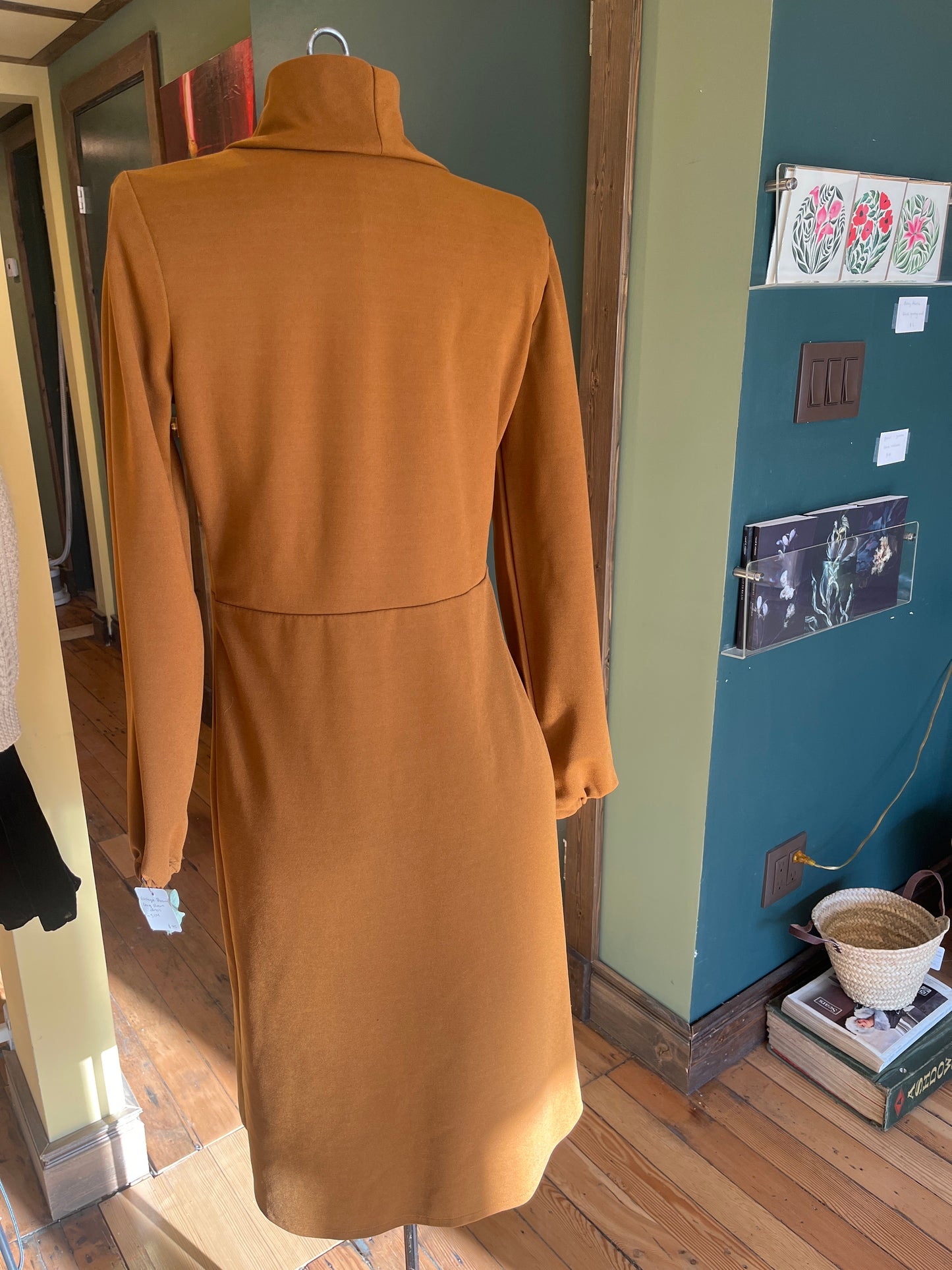 Vintage brown long sleeve dress, S/m