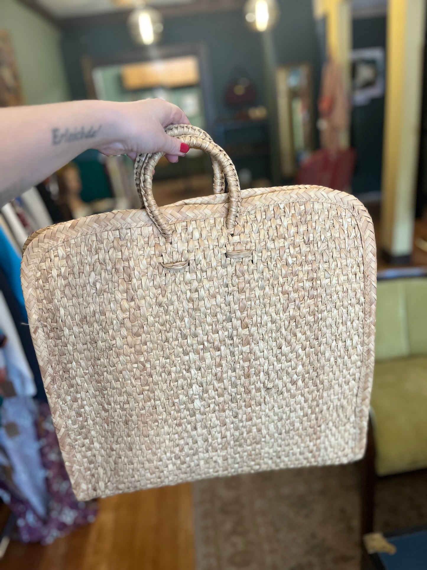 Vintage Manzanilla large straw bag