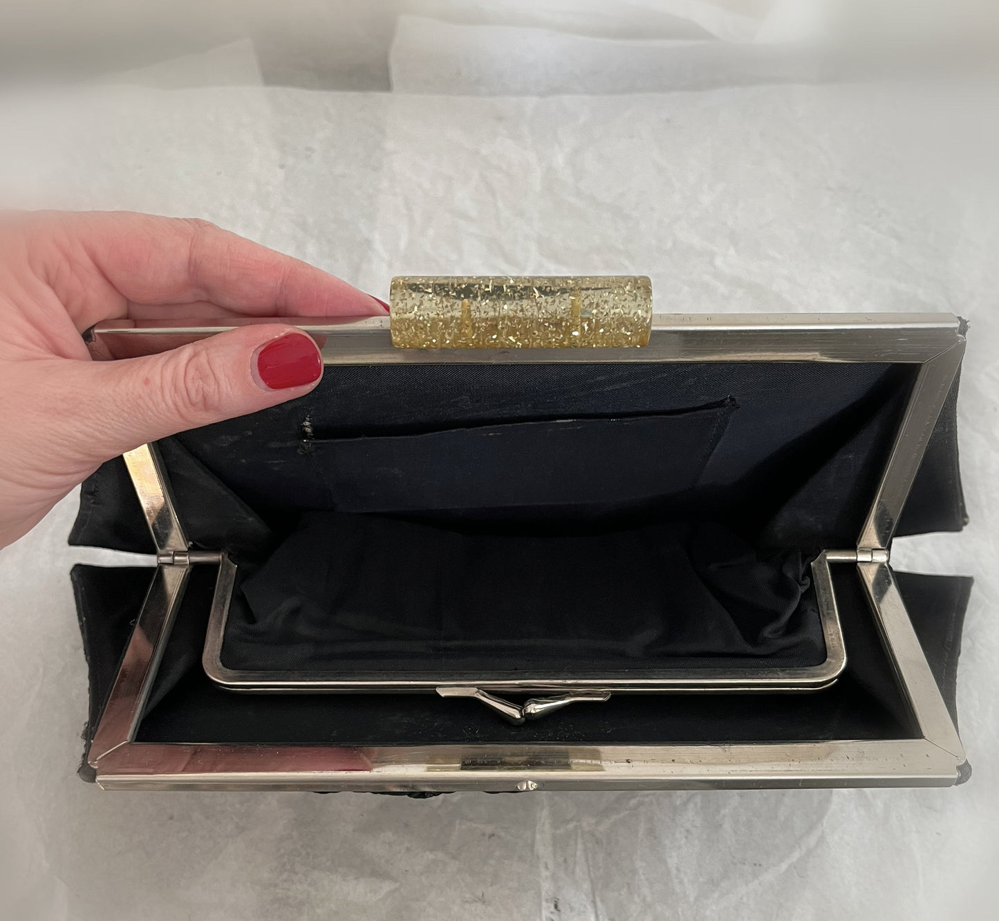 Vintage 1950’s Black Clutch Handbag