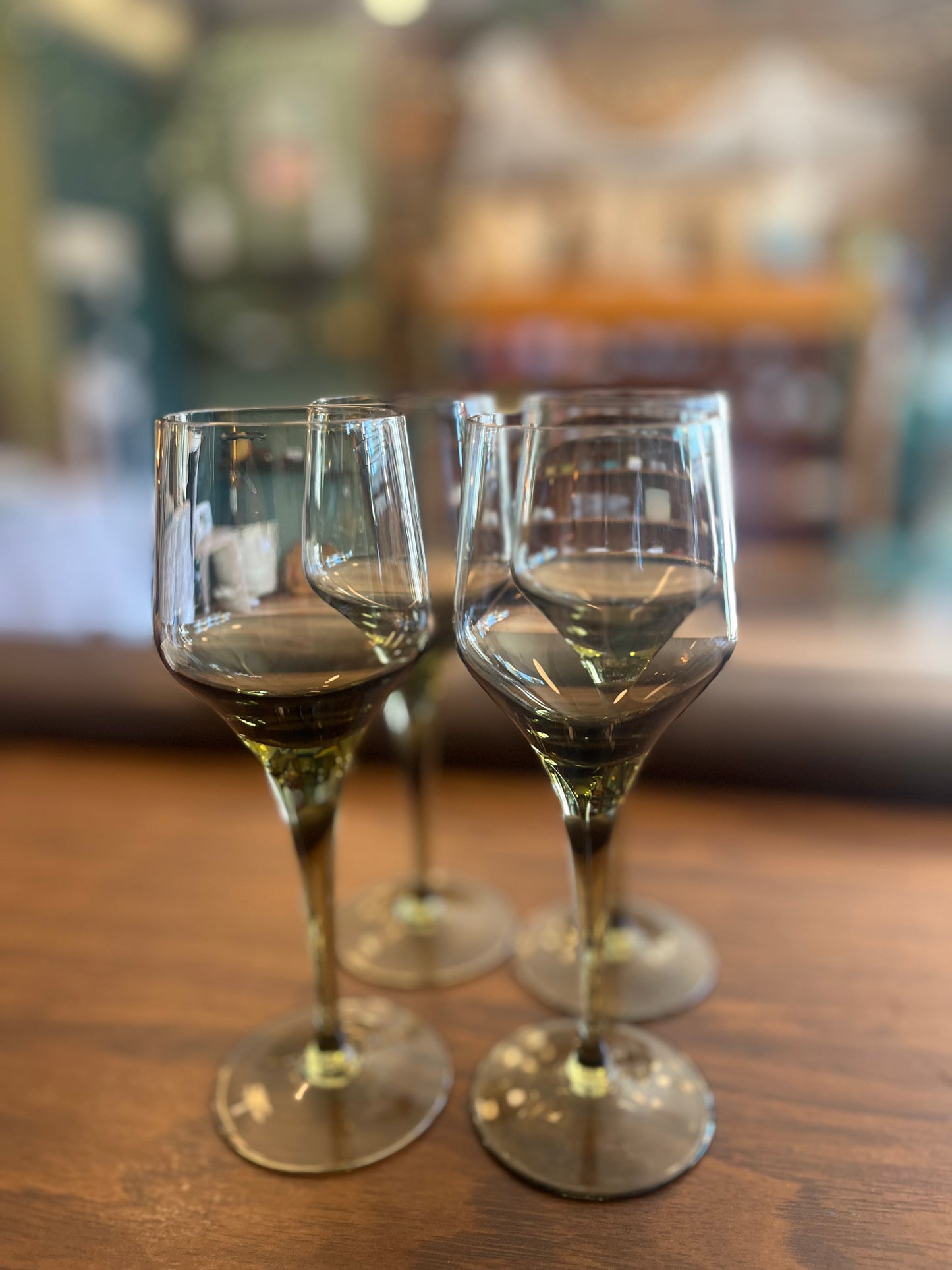 Vintage smoked glass port glasses