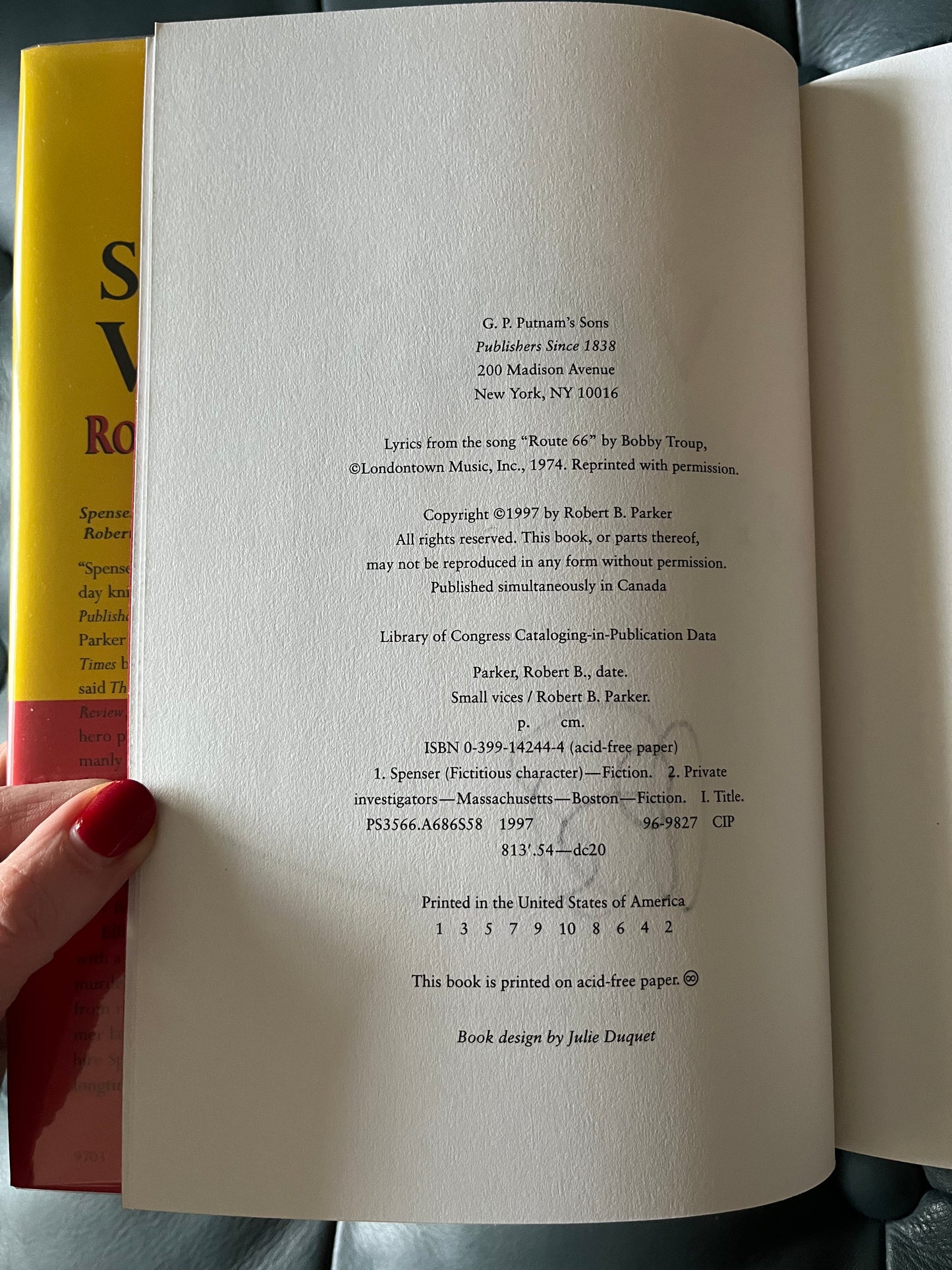 Robert B. Parker “Small Vices” First Edition Signed Hardcover Book