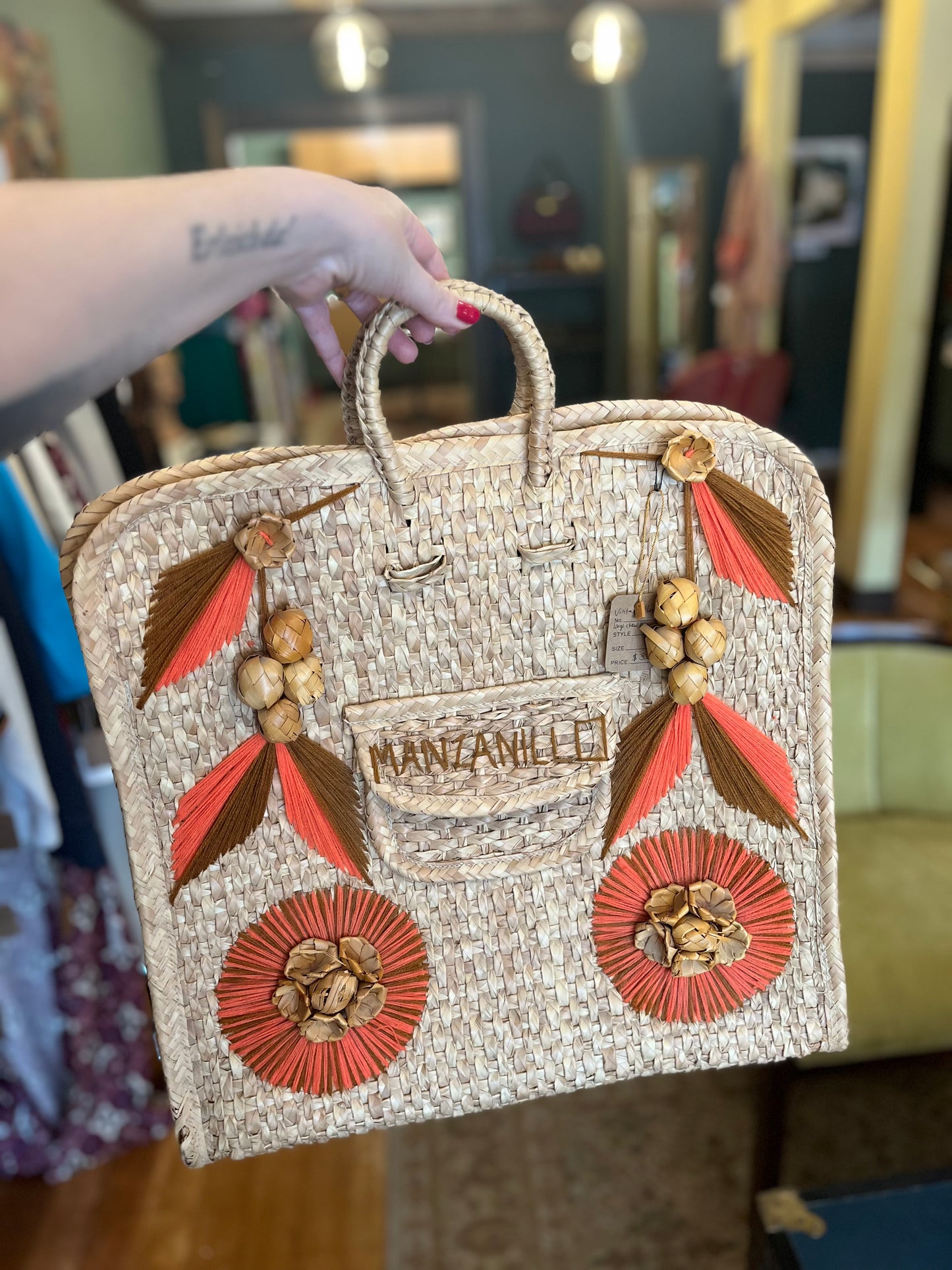 Vintage Manzanilla large straw bag
