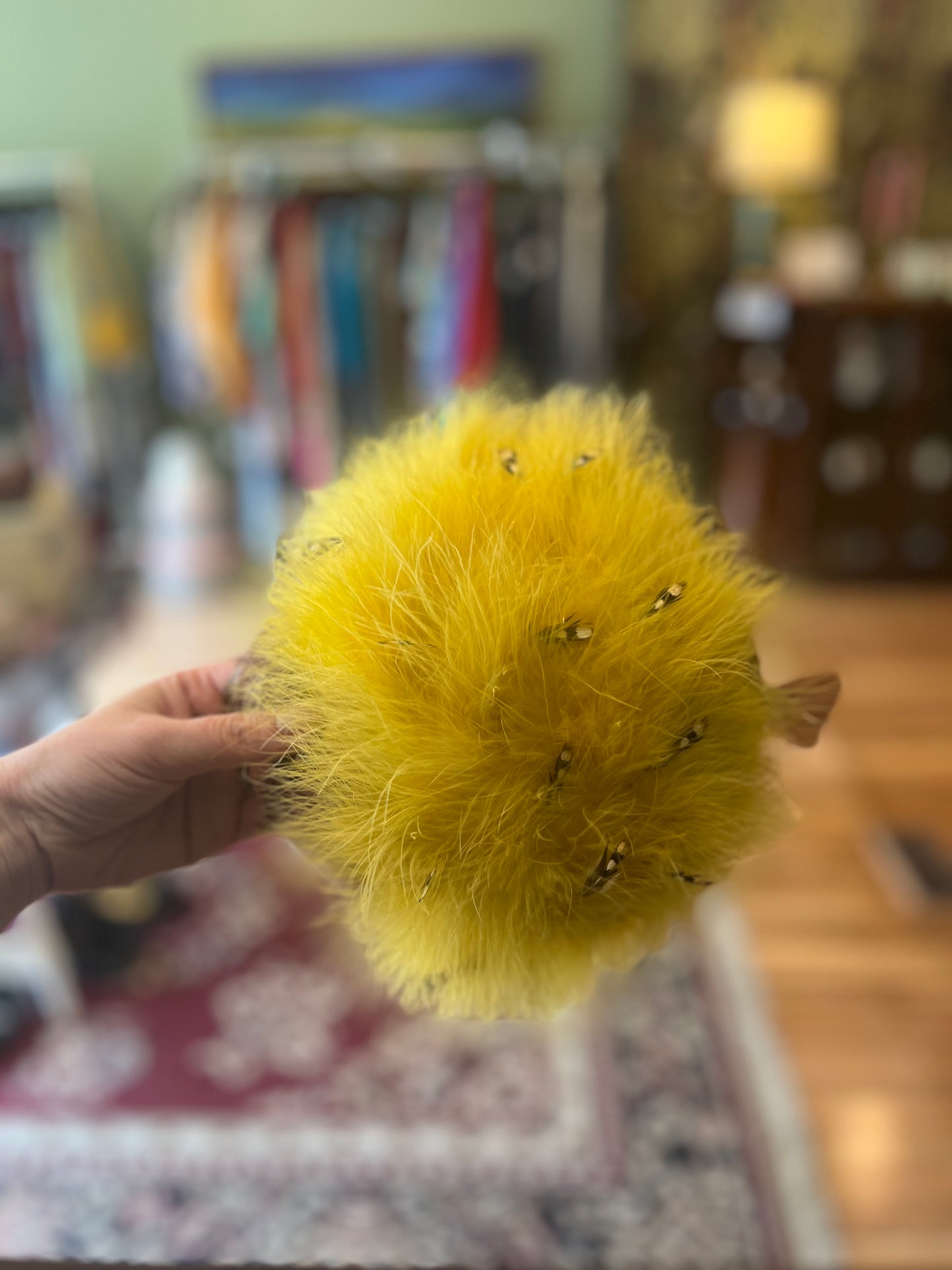 Vintage 1950’s Brown and Yellow Feather Fascinator/Hat