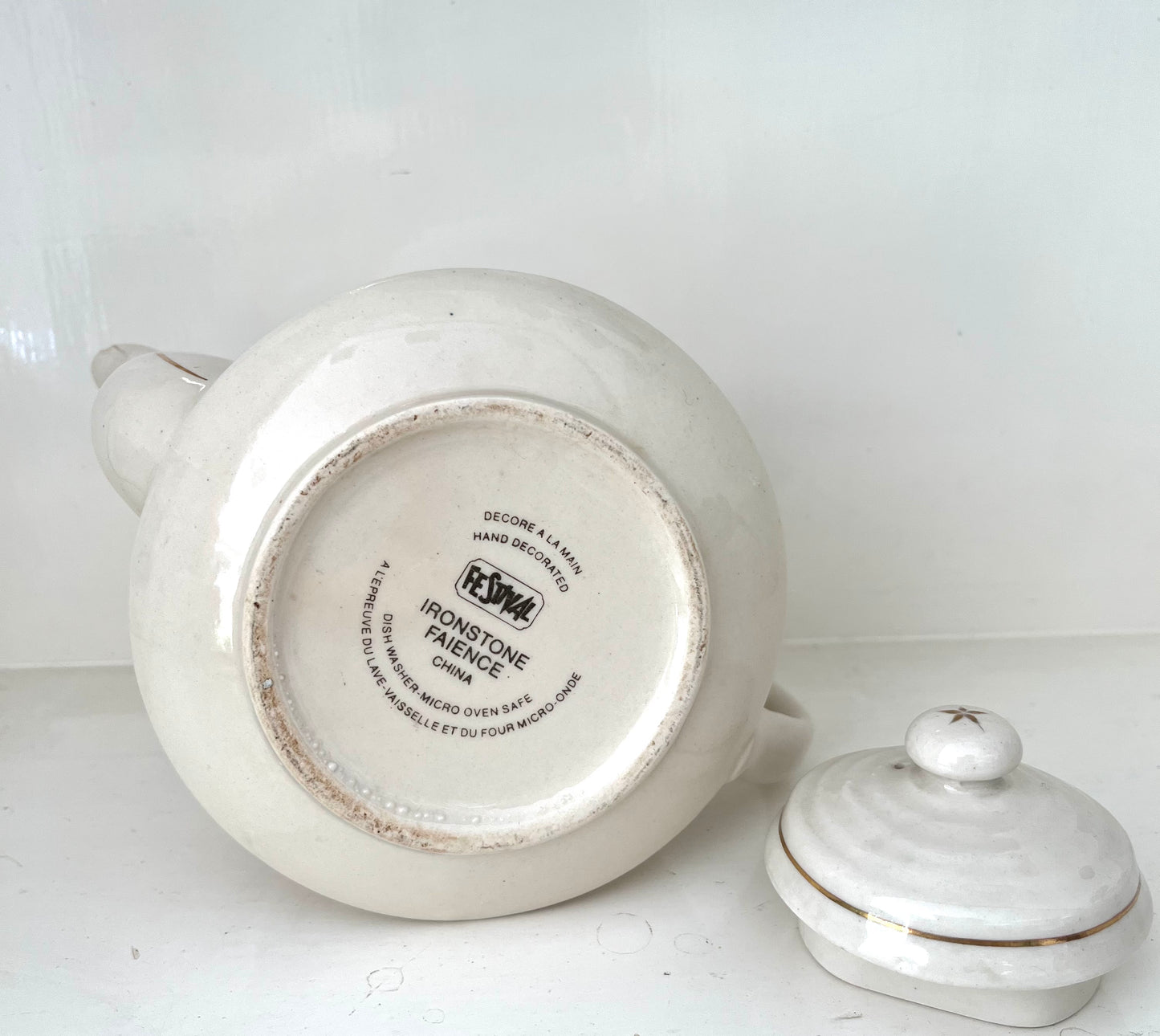 Vintage Festival Ironstone Rose Teapot