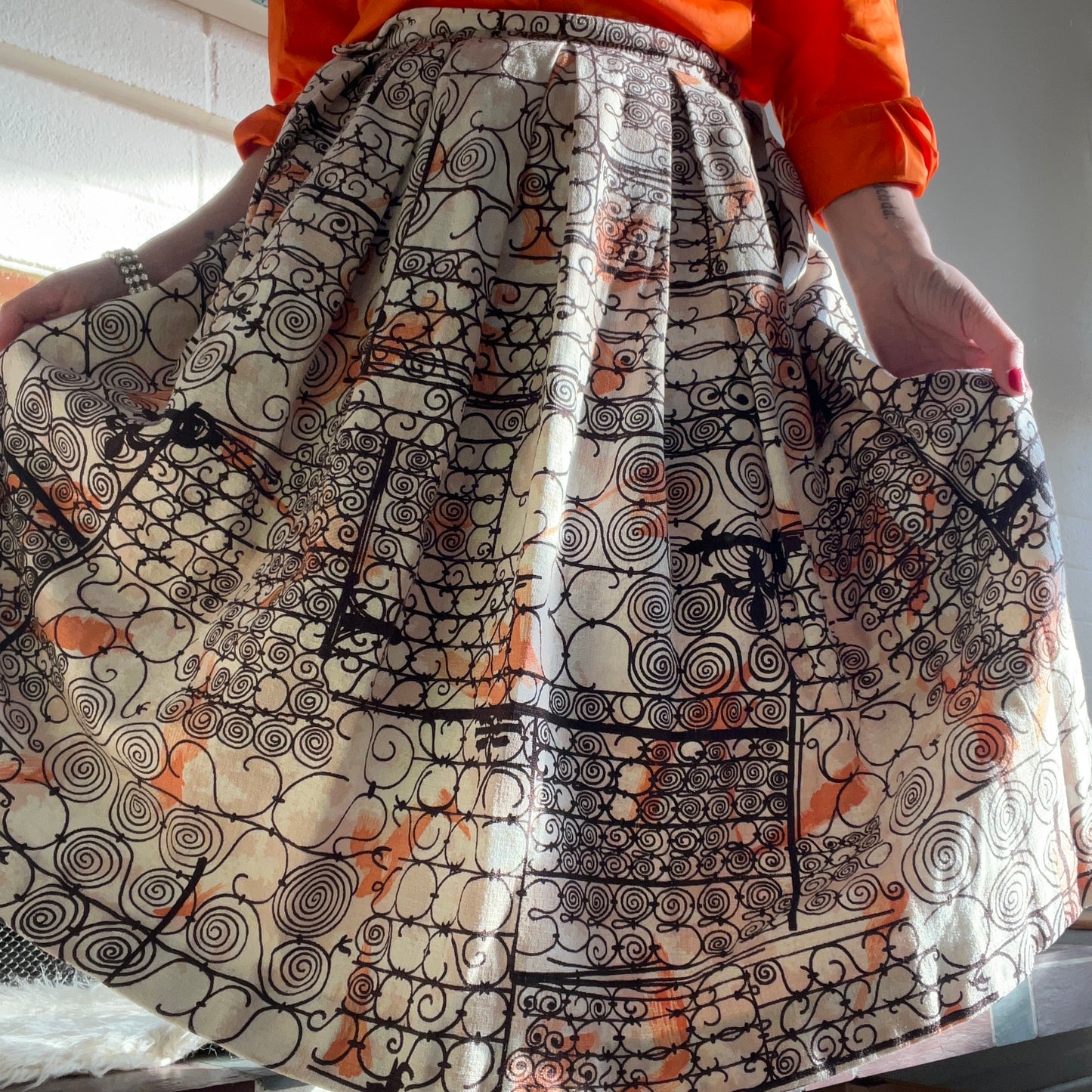 Vintage 1950's Carpet Skirt, Extra Small
