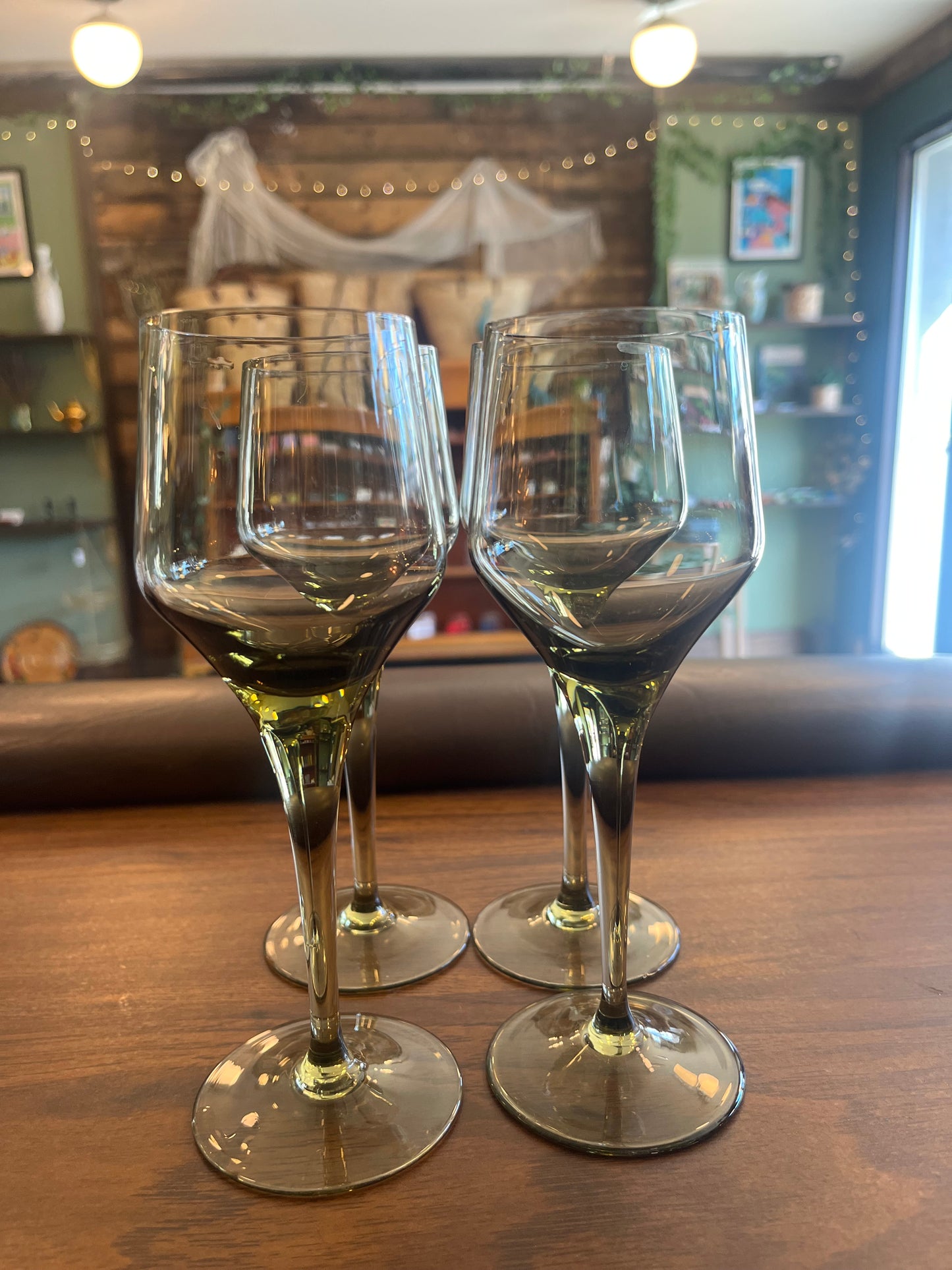 Vintage smoked glass port glasses