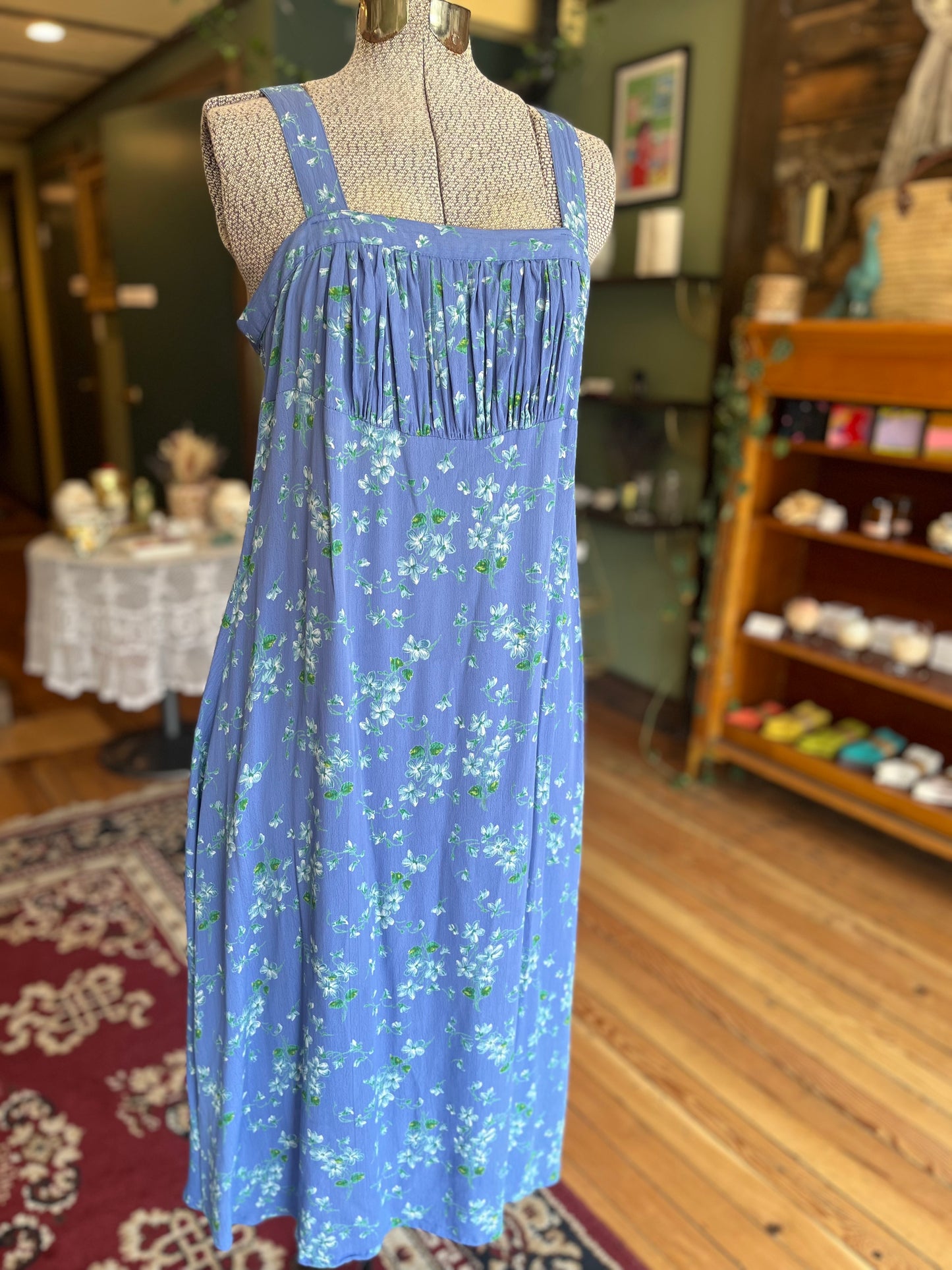 Vintage April Cornell periwinkle sleeveless dress, xs/s
