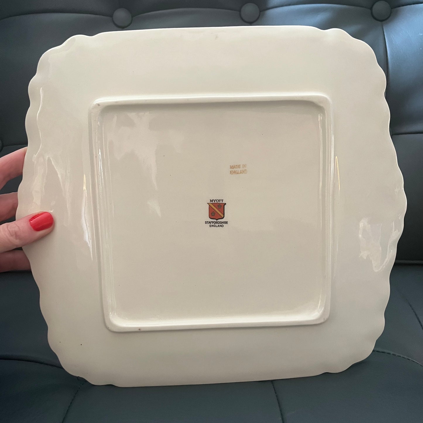 Vintage Myott China Gold & Green Plate