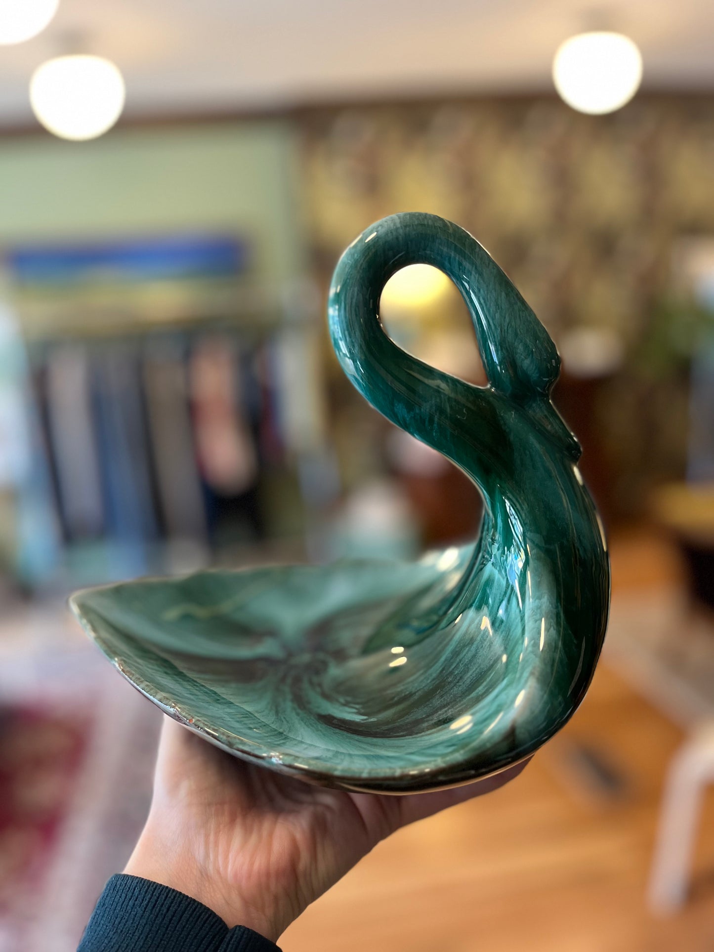Blue mountain pottery swan dish