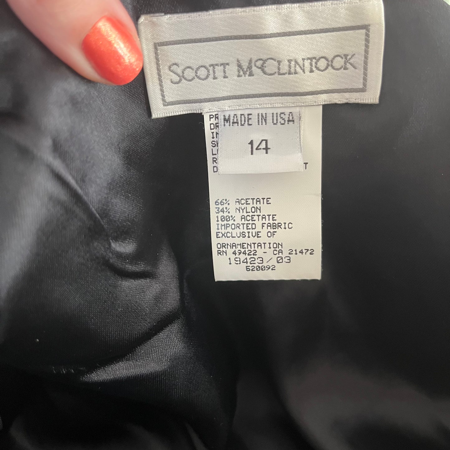 Sale! Vintage 1980’s Scott McClintock Black Velvet Dress & Jacket, Medium/Large