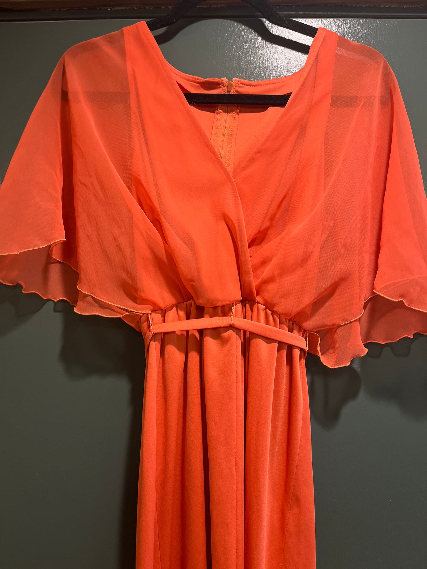 Vintage 1970’s Salmon Pink Gauze Dress, s/xs