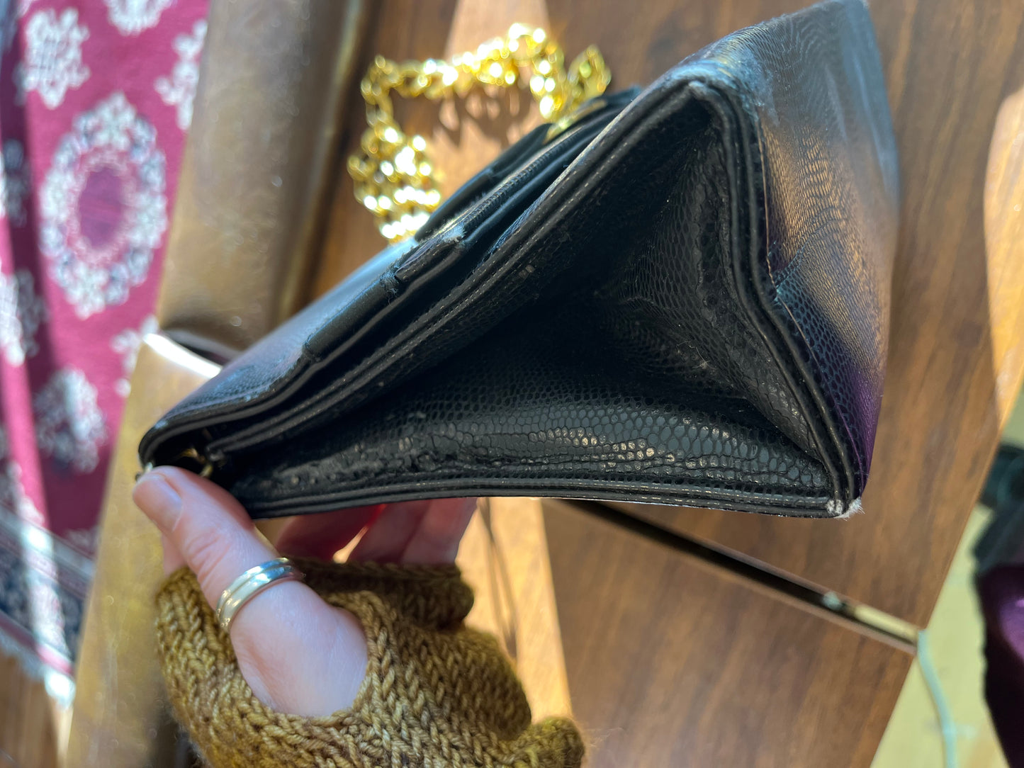Vintage Salvatore Ferragamo Purse w Gold Strap, as is