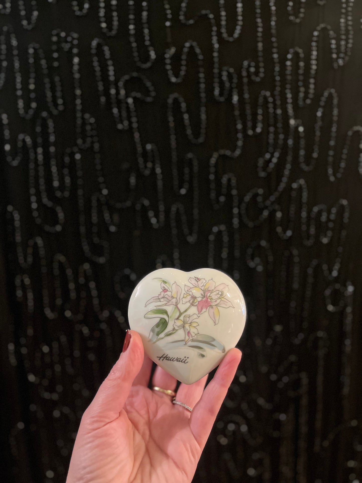 Vintage Heart Shaped Hawaii Ceramic Box