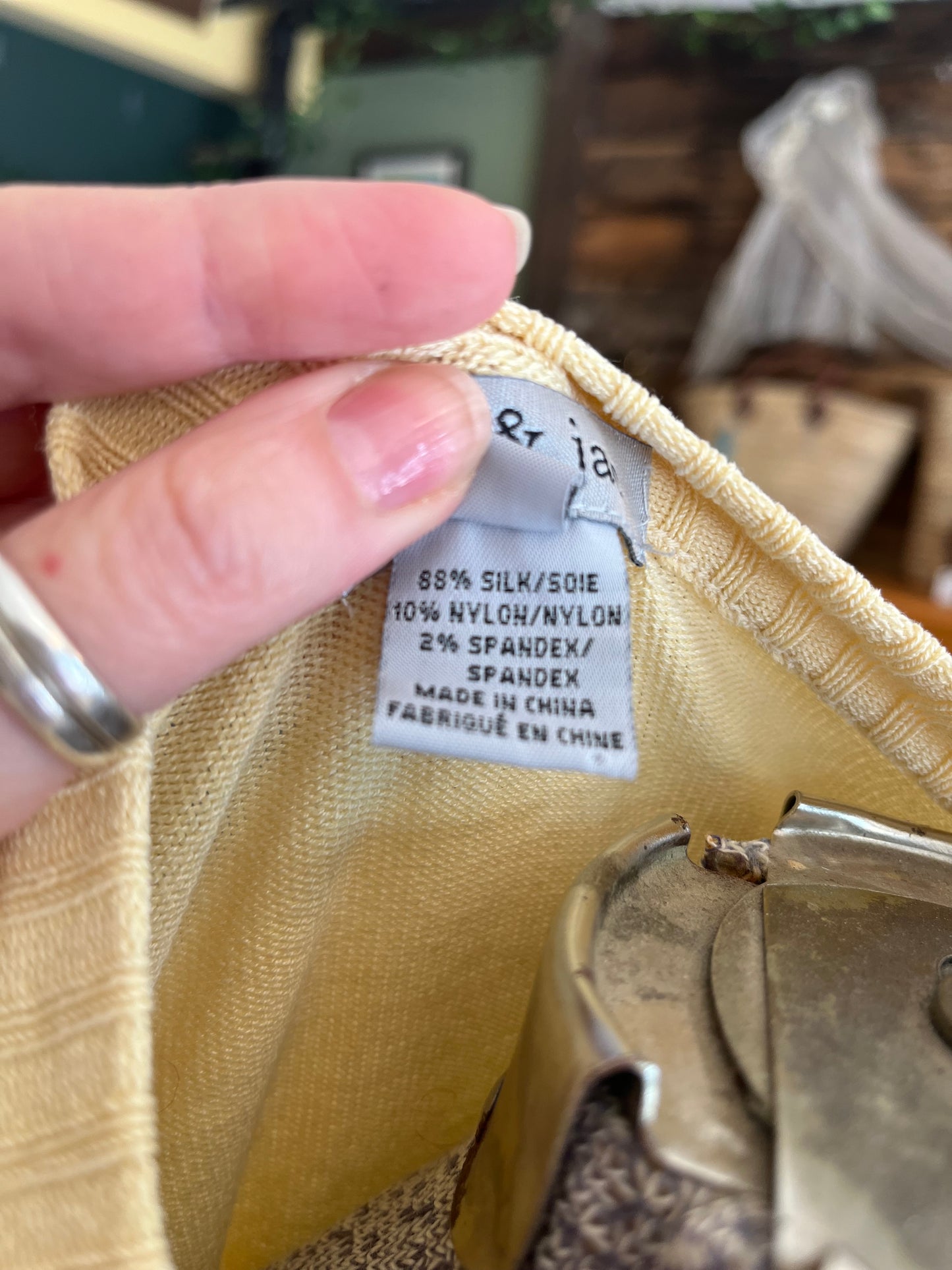 Yellow silk Mac & jac cardi, med