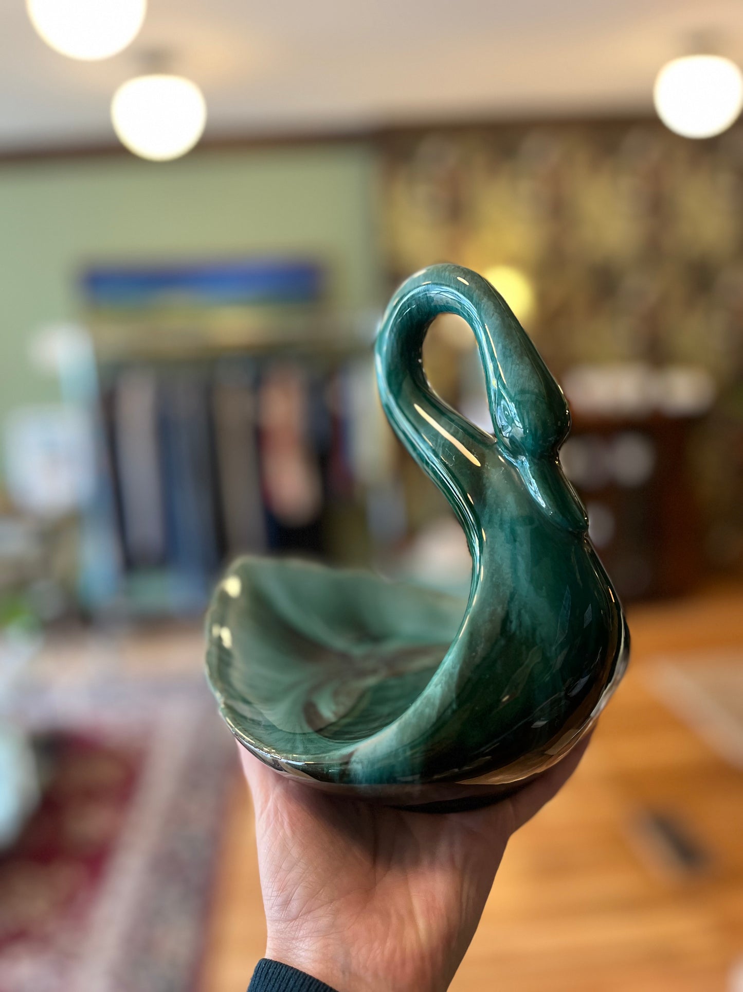 Blue mountain pottery swan dish