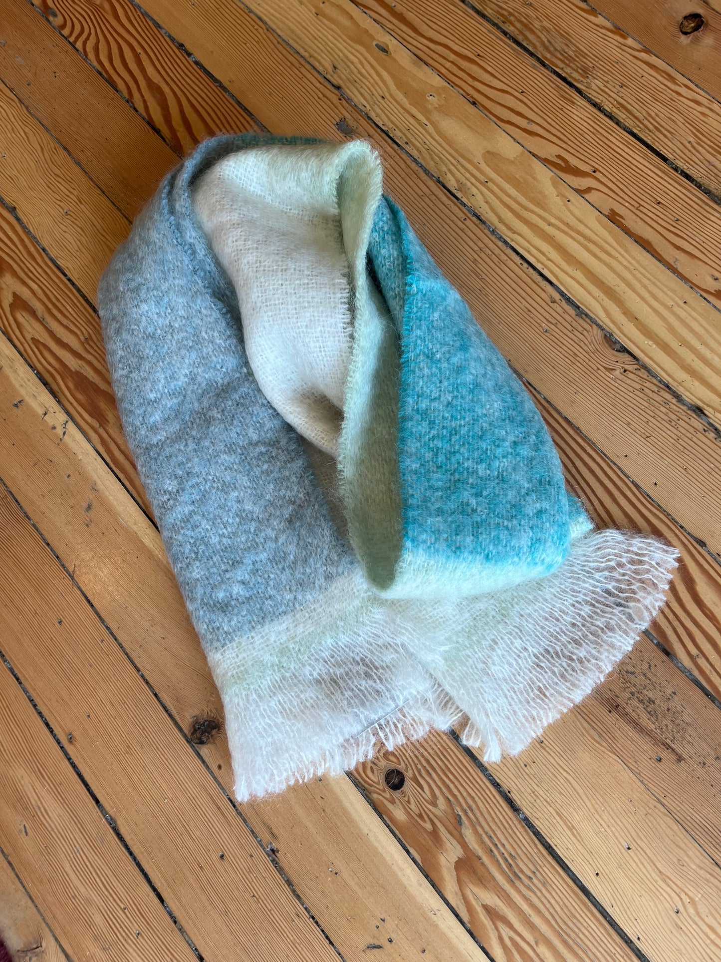Foxford mohair scarf - blue & green