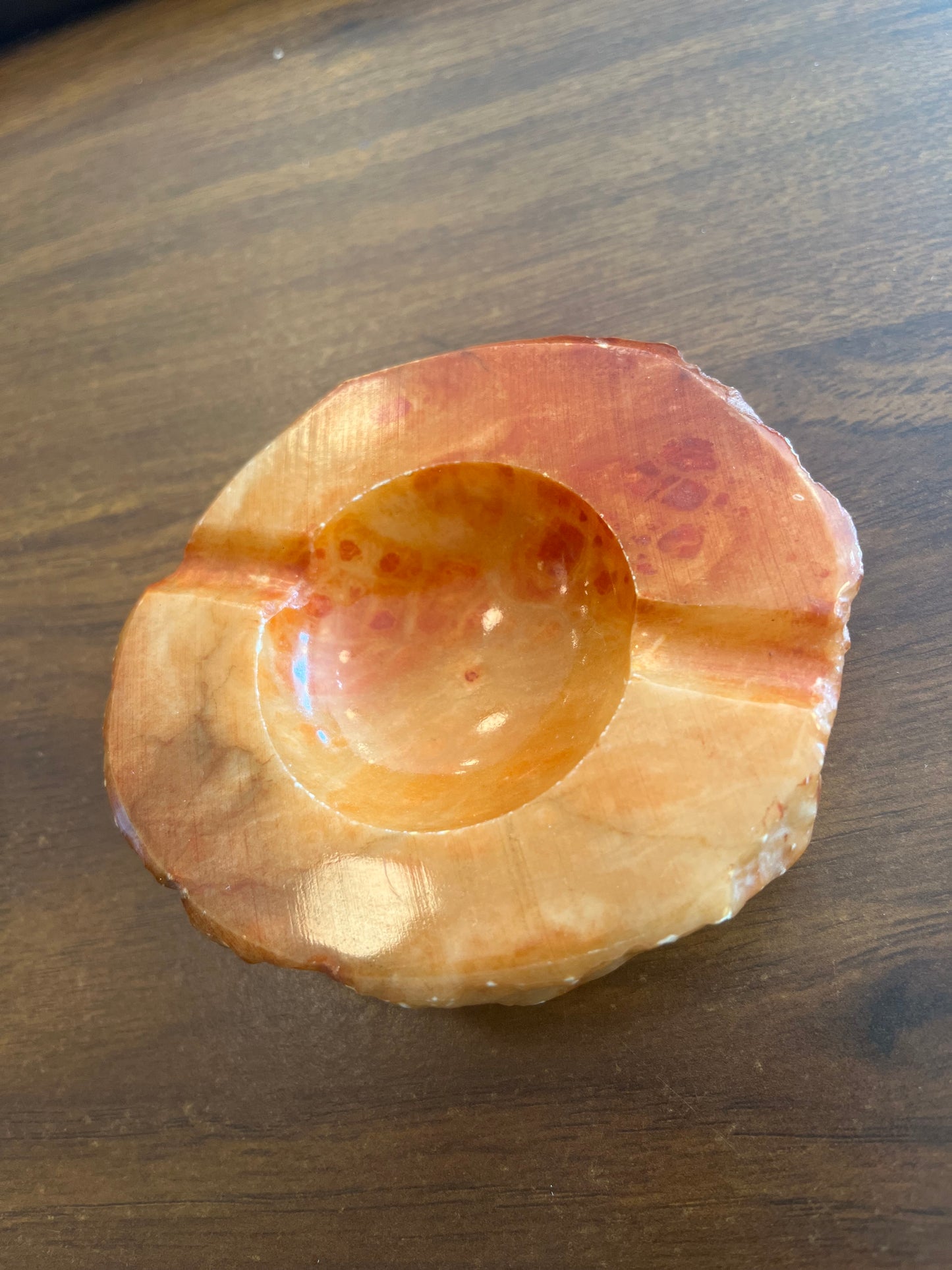 Orange stone ashtray