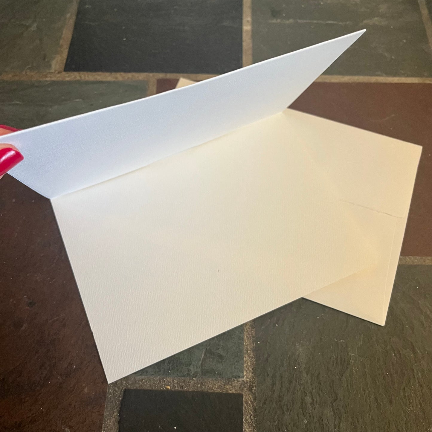 Close up of interior of blank card