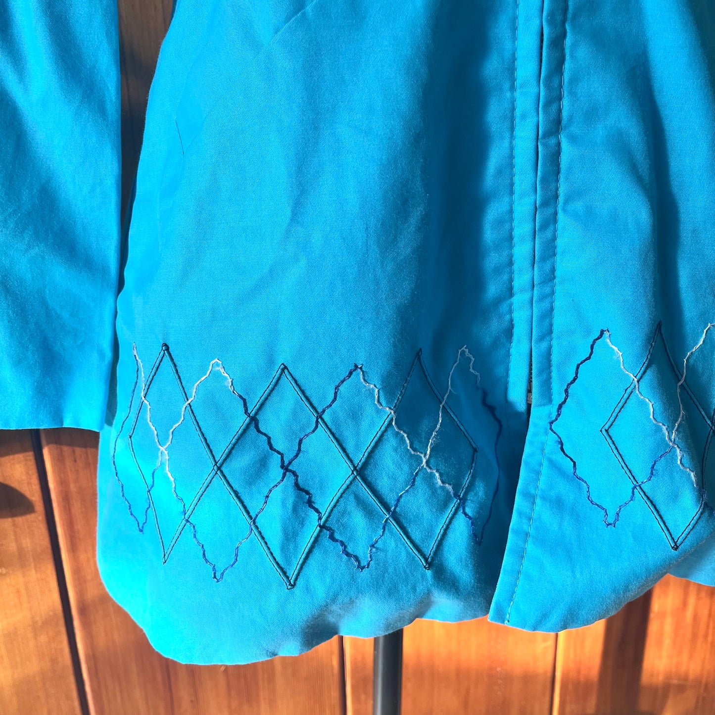 Vintage 1960's/70's Teal Blue Embroidered Jacket, Extra Small/Small