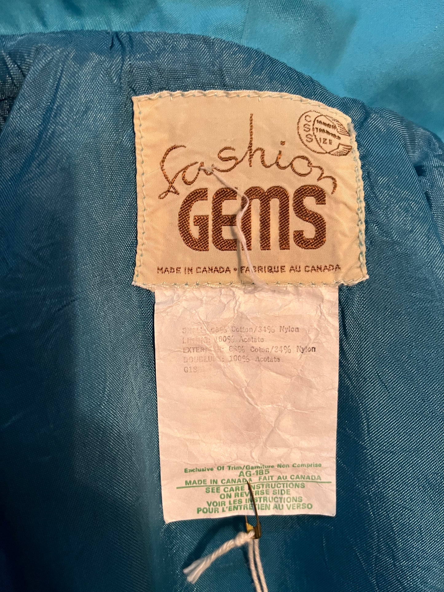 Vintage 1960's/70's Teal Blue Embroidered Jacket, Extra Small/Small