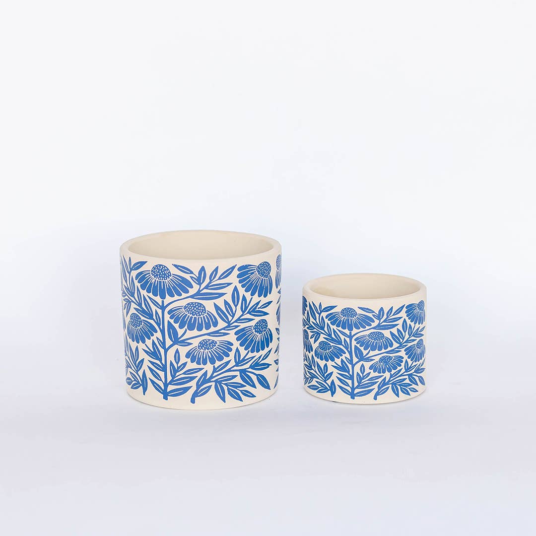 Blue Terracotta Flower Pots, Large
