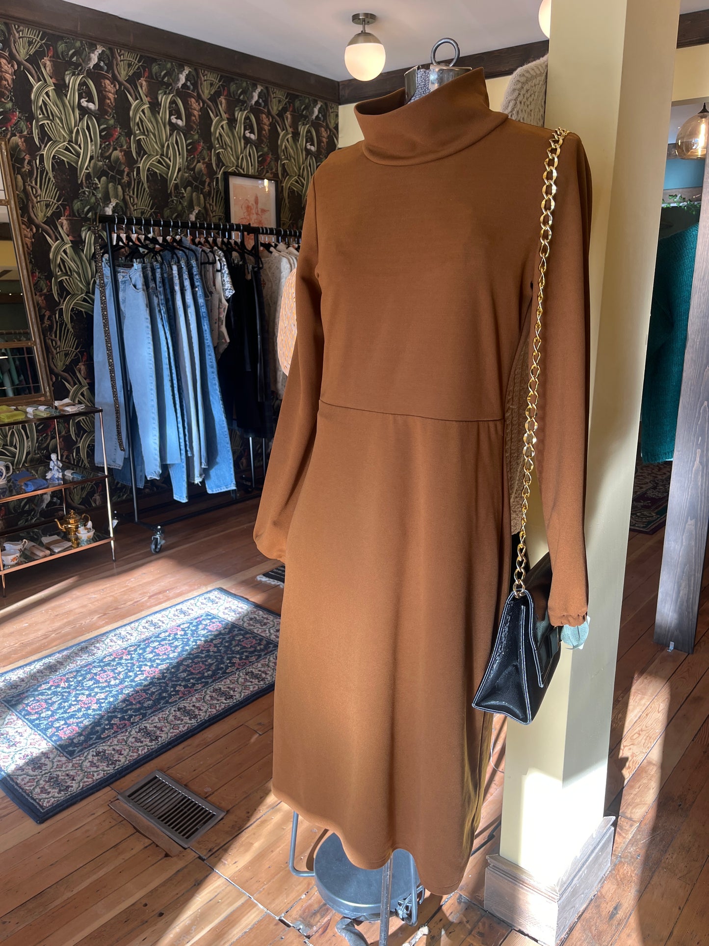 Vintage brown long sleeve dress, S/m