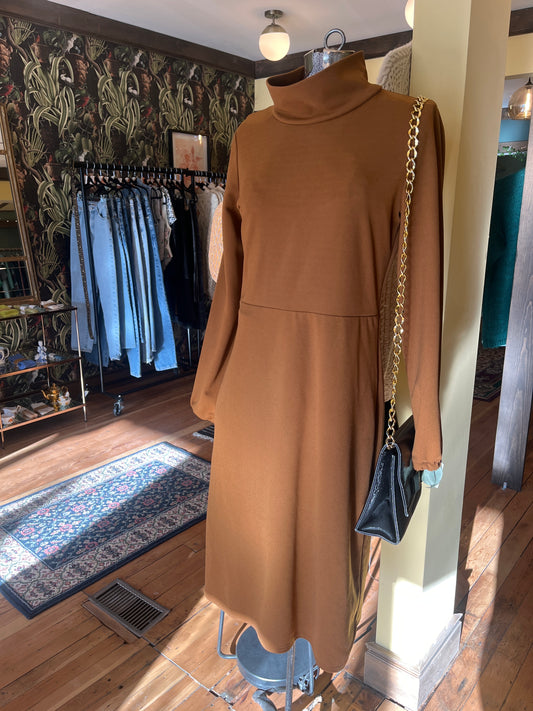 Vintage brown long sleeve dress, S/m