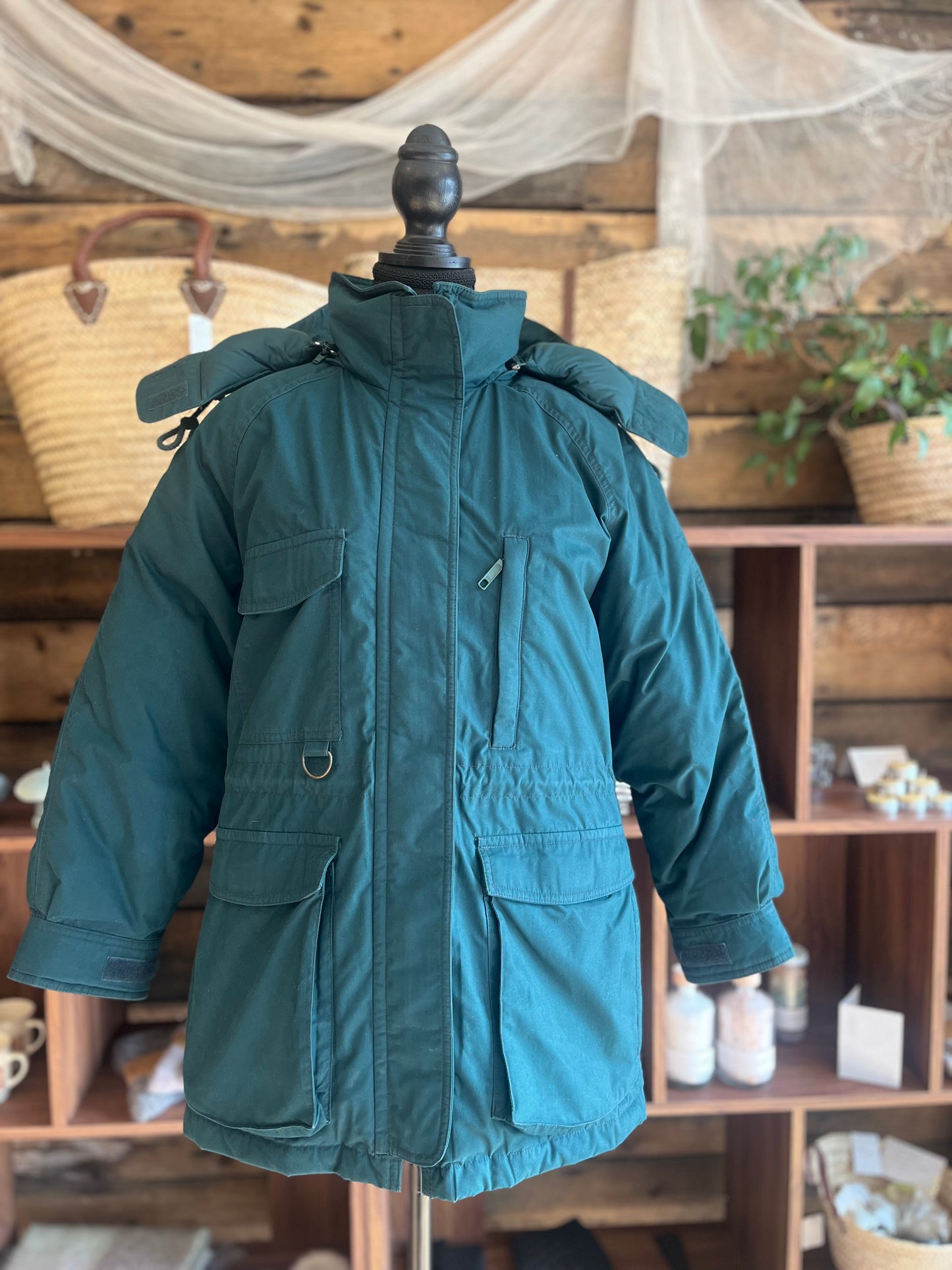 Vintage green Eddie Bauer puffer coat, XS petite