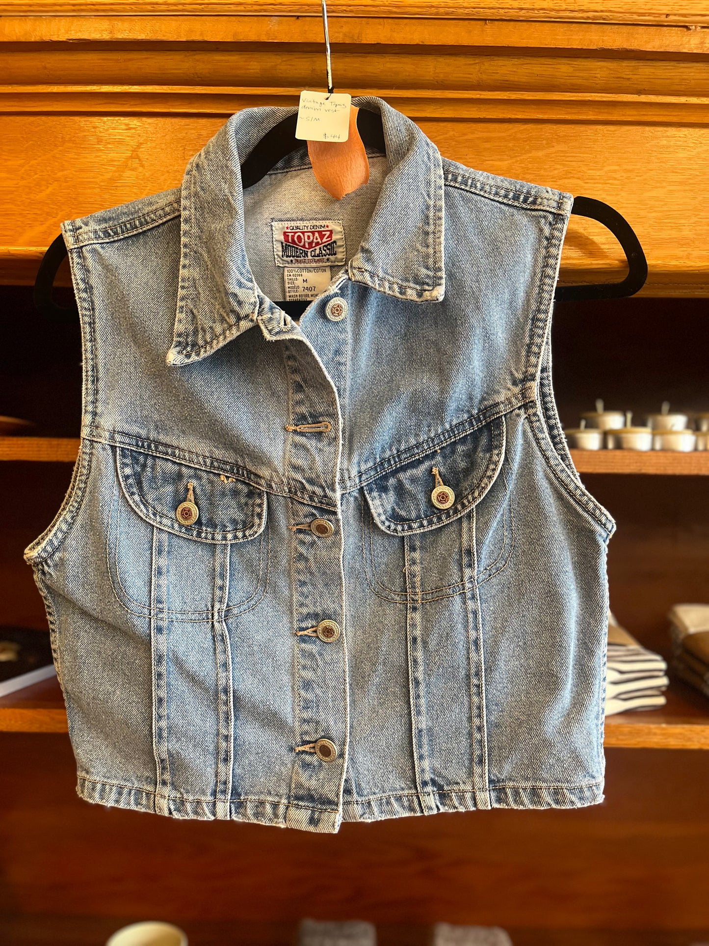 Vintage topaz denim vest, S/m