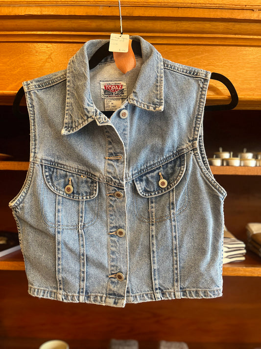 Vintage topaz denim vest, S/m
