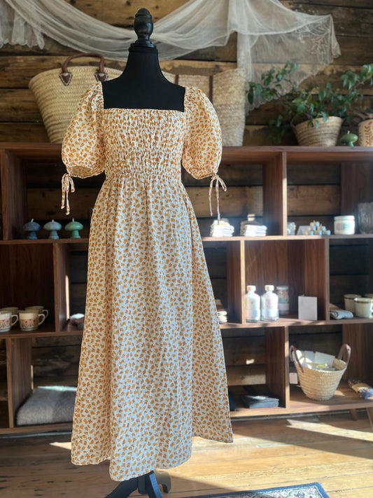 Non-vintage Faithful The Brand orange floral dress, m/l