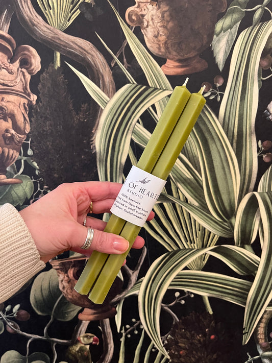 Five of Hearts Beeswax Hexi Pair, chartreuse